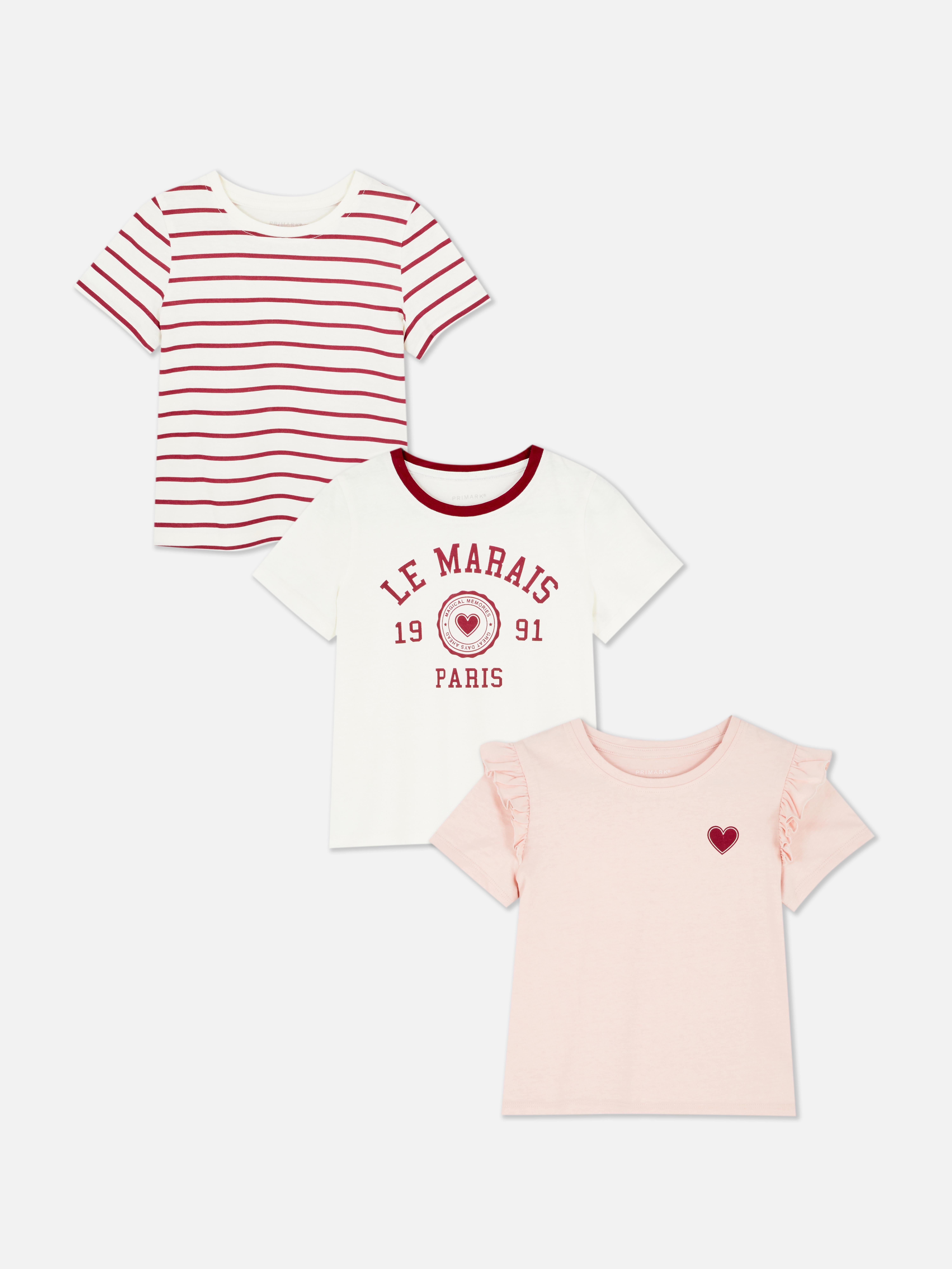1,5–8 Jahre | T-Shirts mit Herzgrafik, 3er-Pack