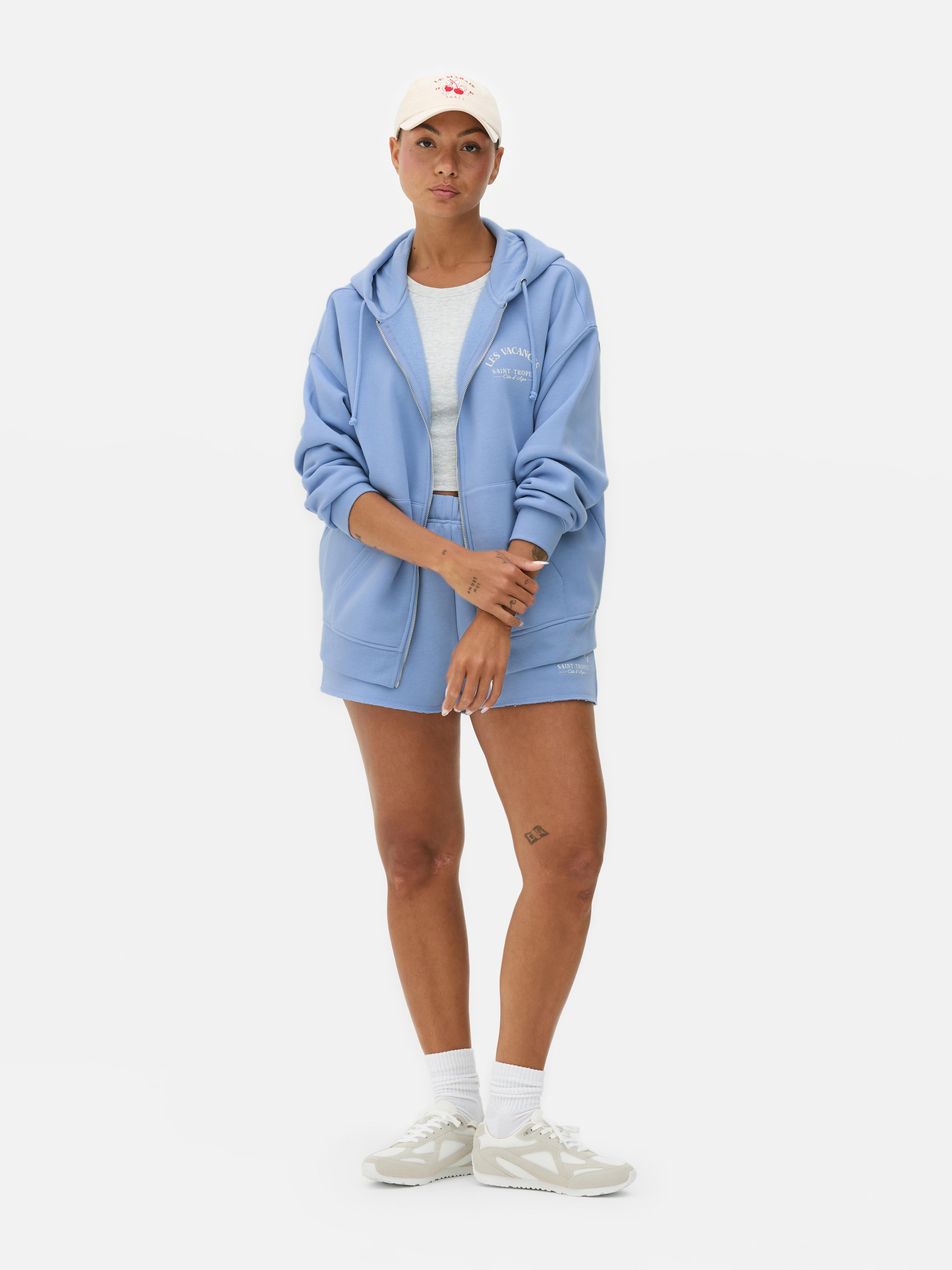 Printed Oversized Zip Through Hoodie