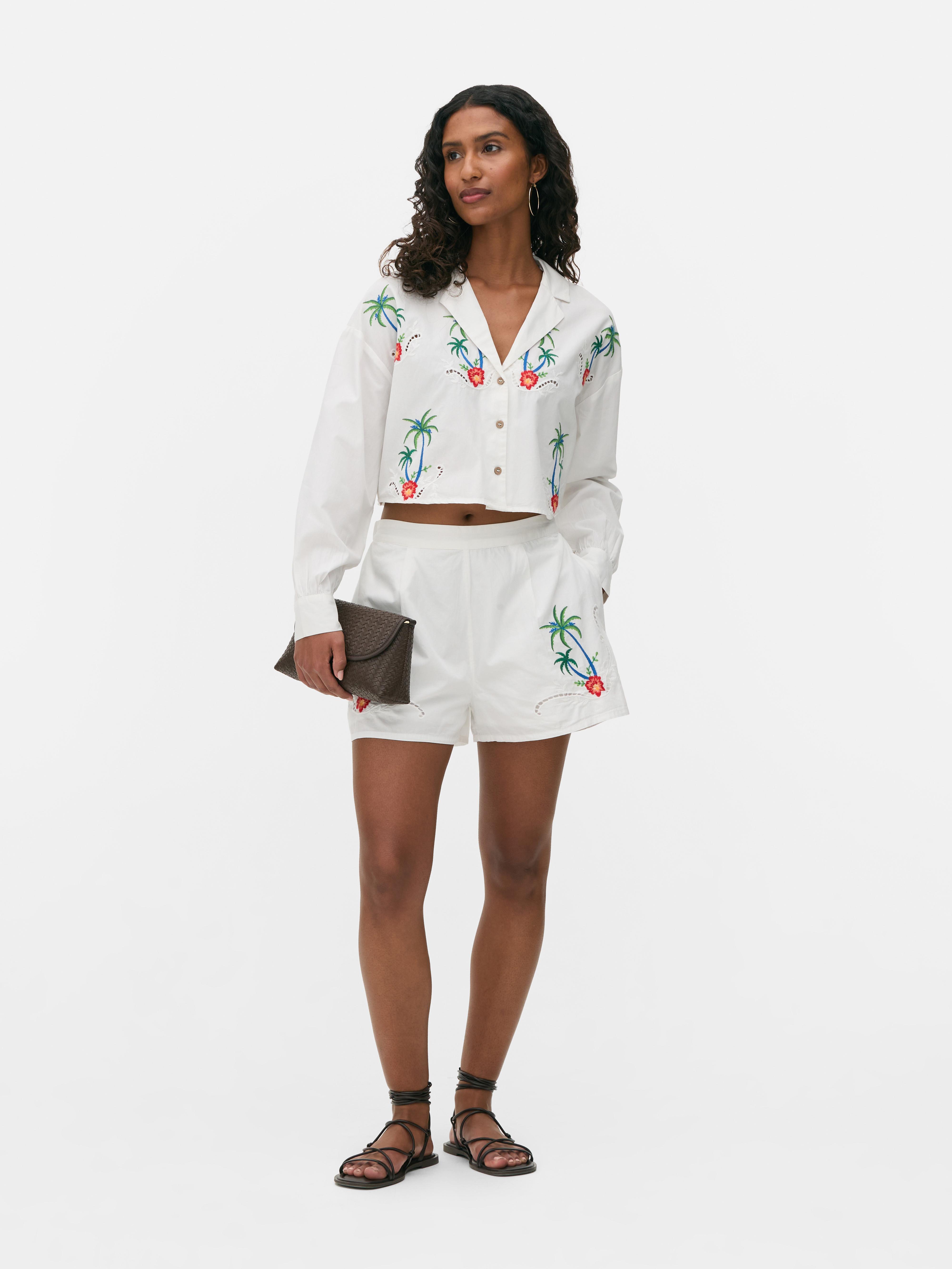 Embroidered Crop Shirt
