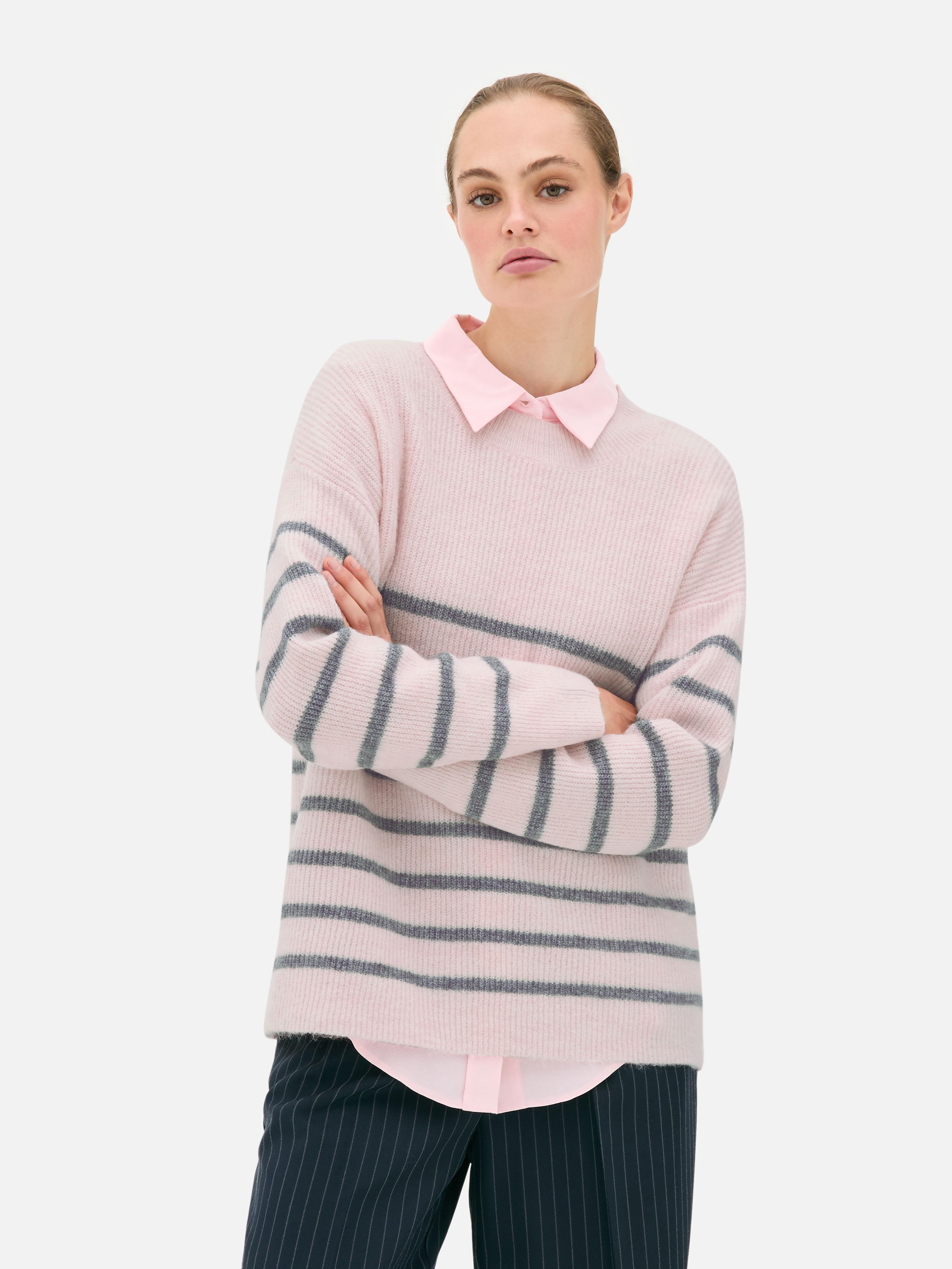 Knitted Crew Neck Jumper Pink