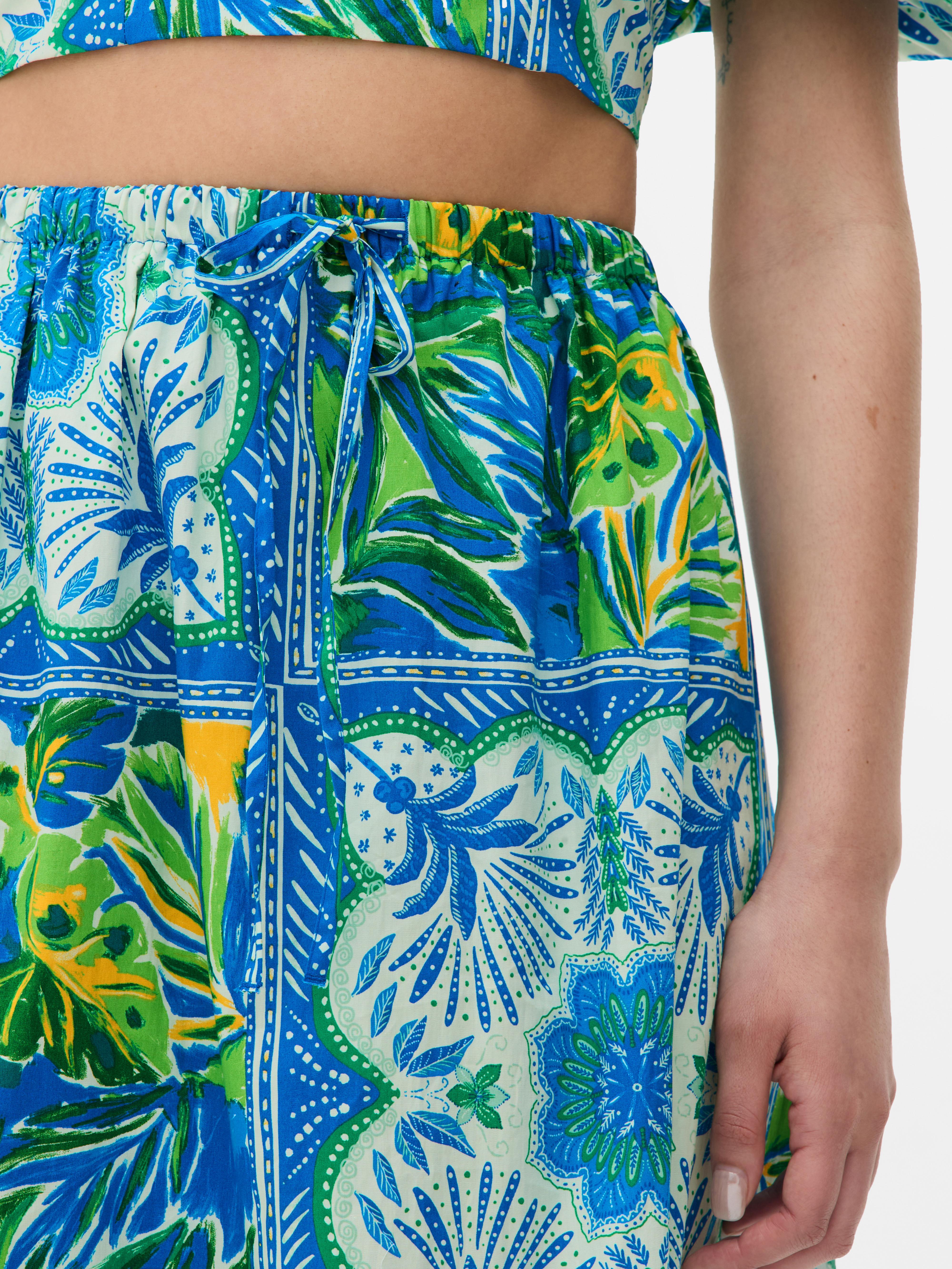 Ballonrock in Midilänge mit tropischem Print