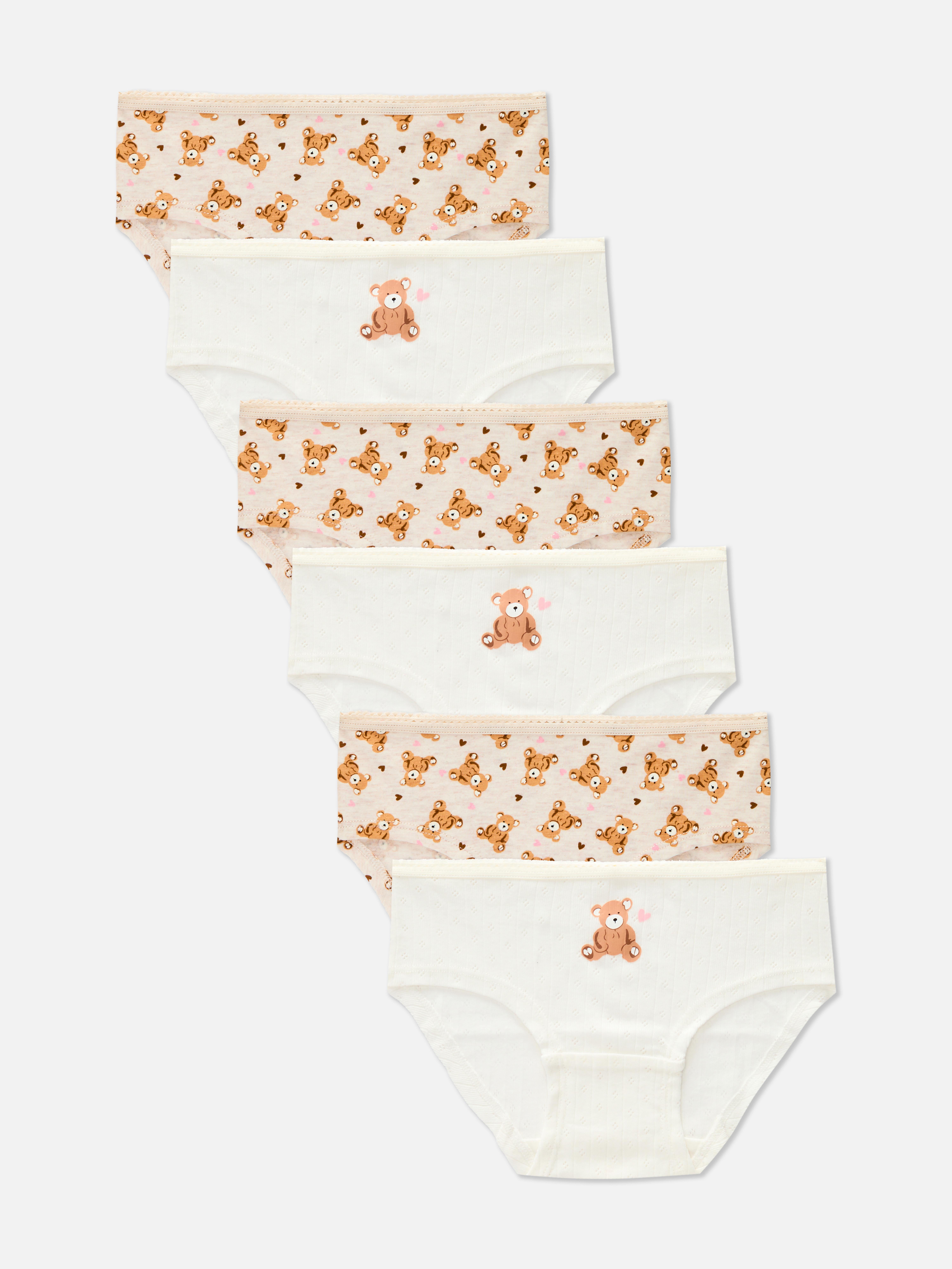 2-15 ans | Lot de 6 culottes en pointelle à motif ourson