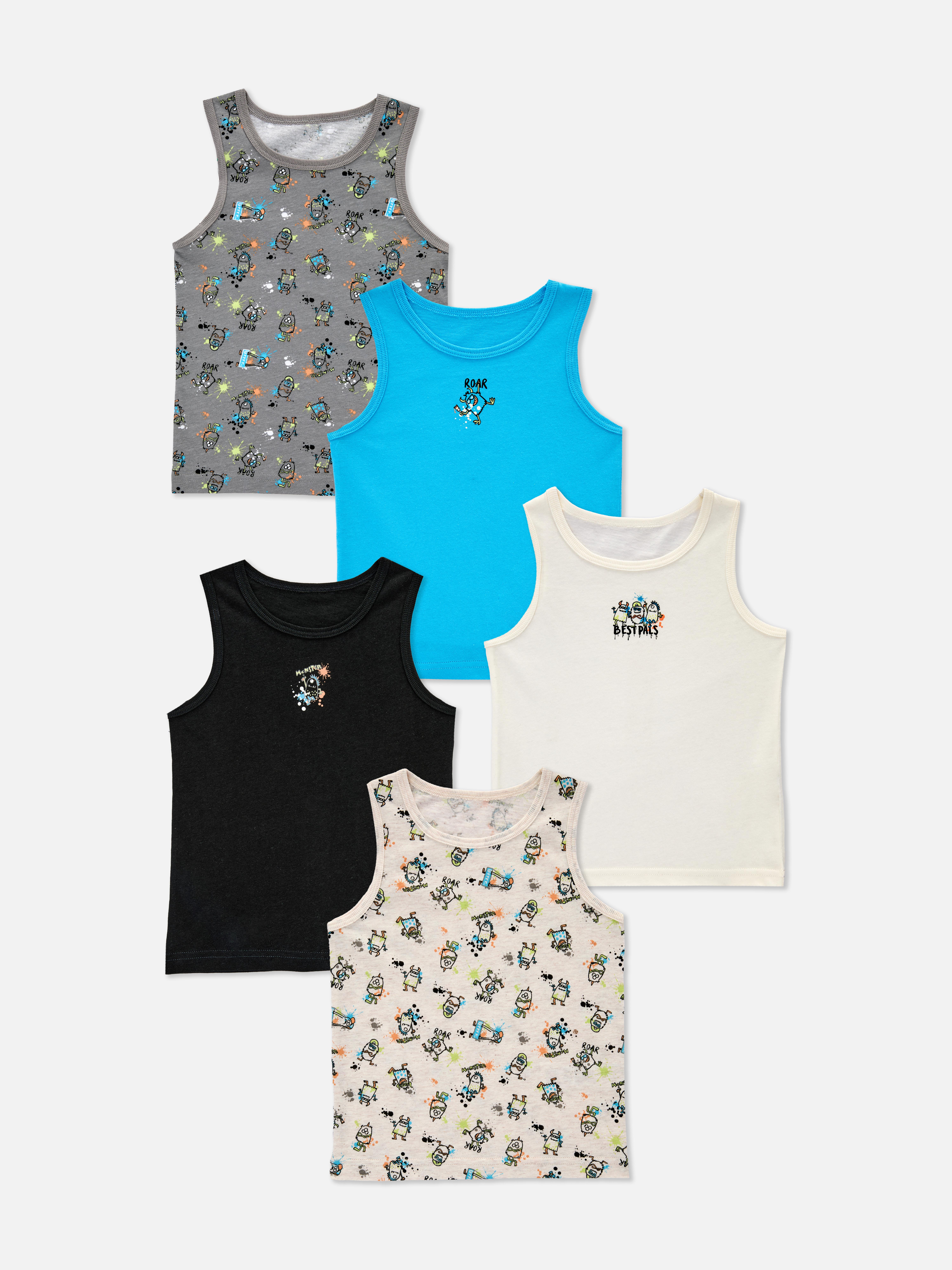 5pk Monster Pattern Tank Tops