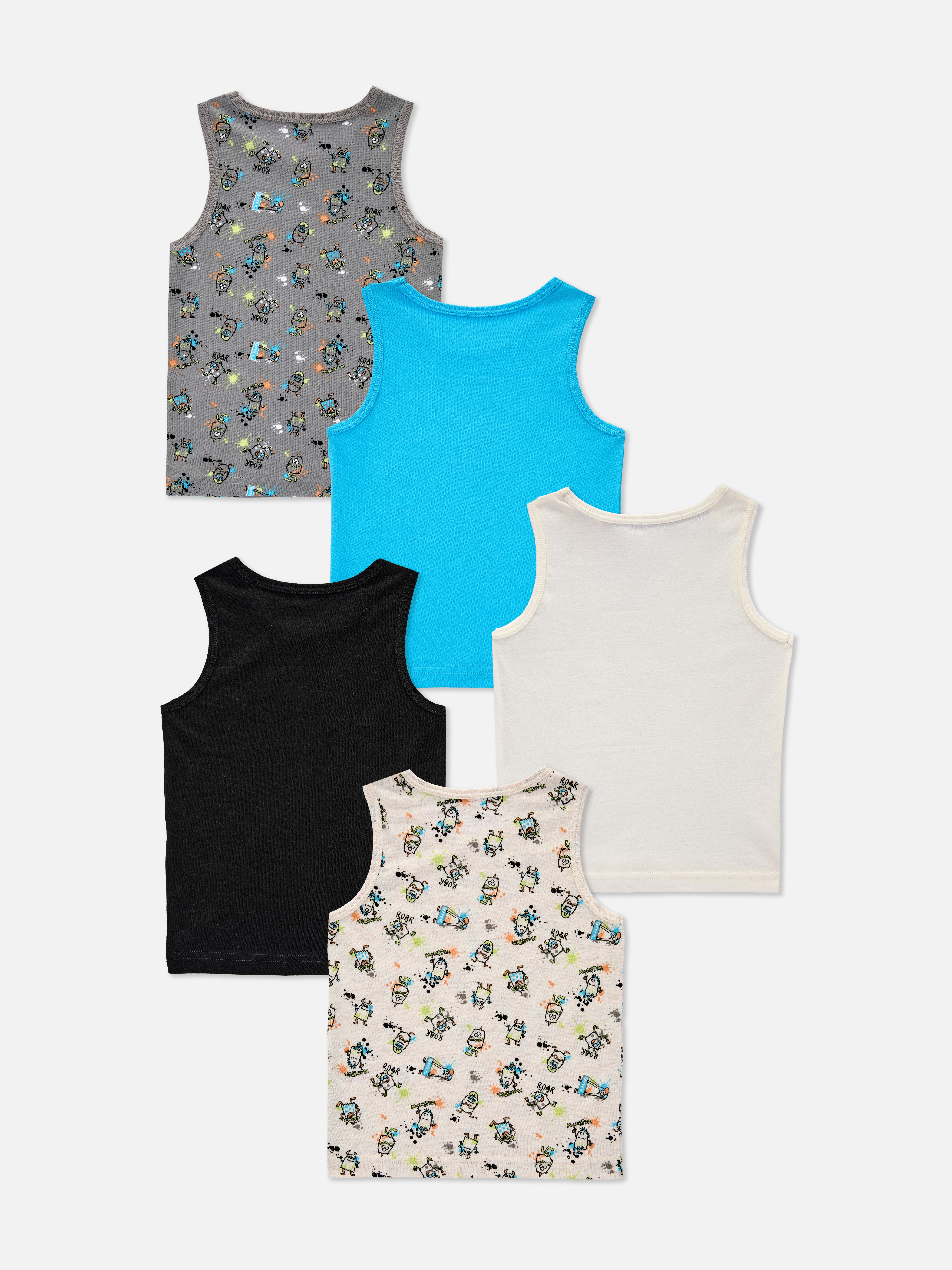 5pk Monster Pattern Vest Tops