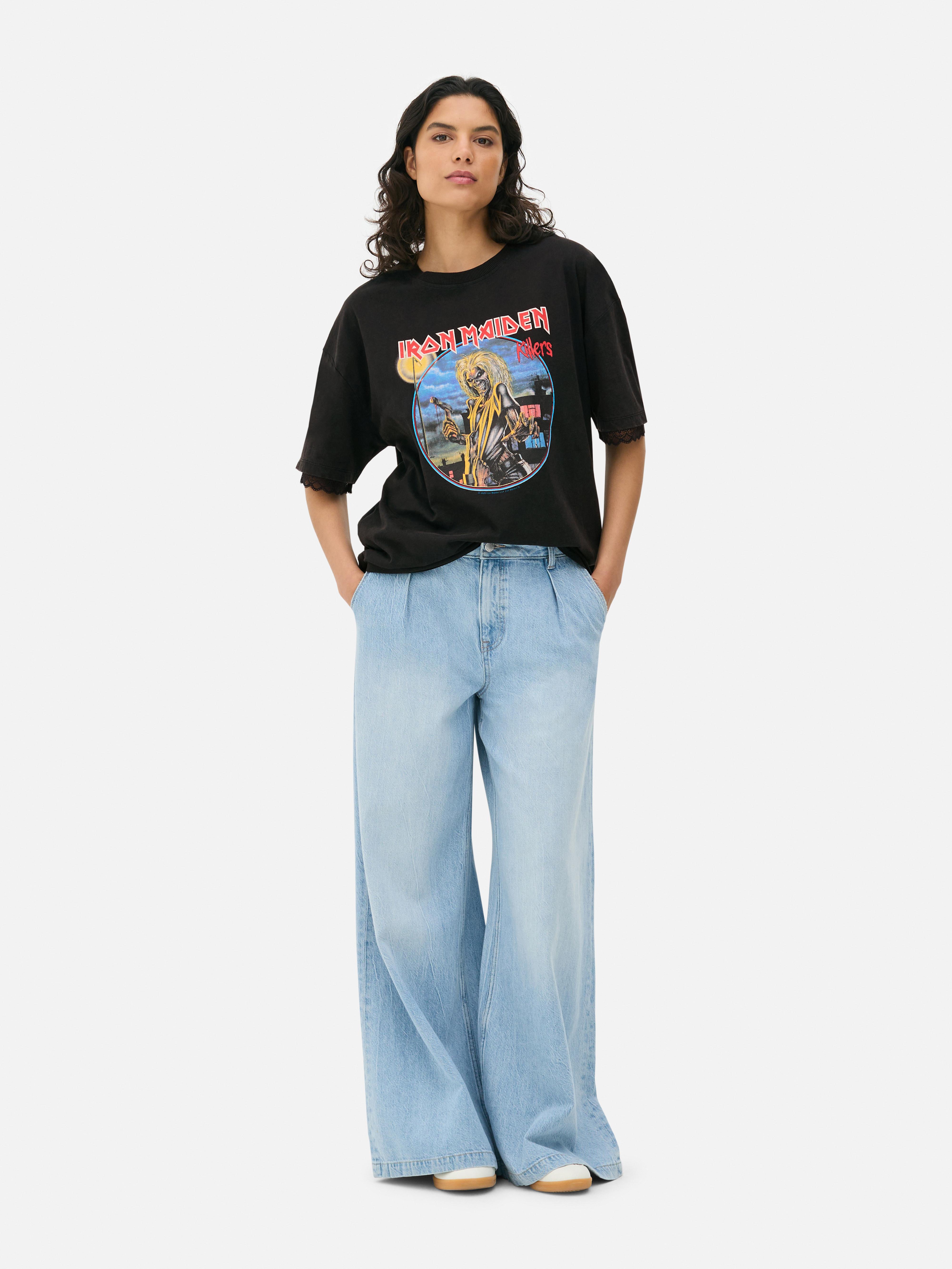 „Iron Maiden“ T-Shirt mit Rüschenärmeln