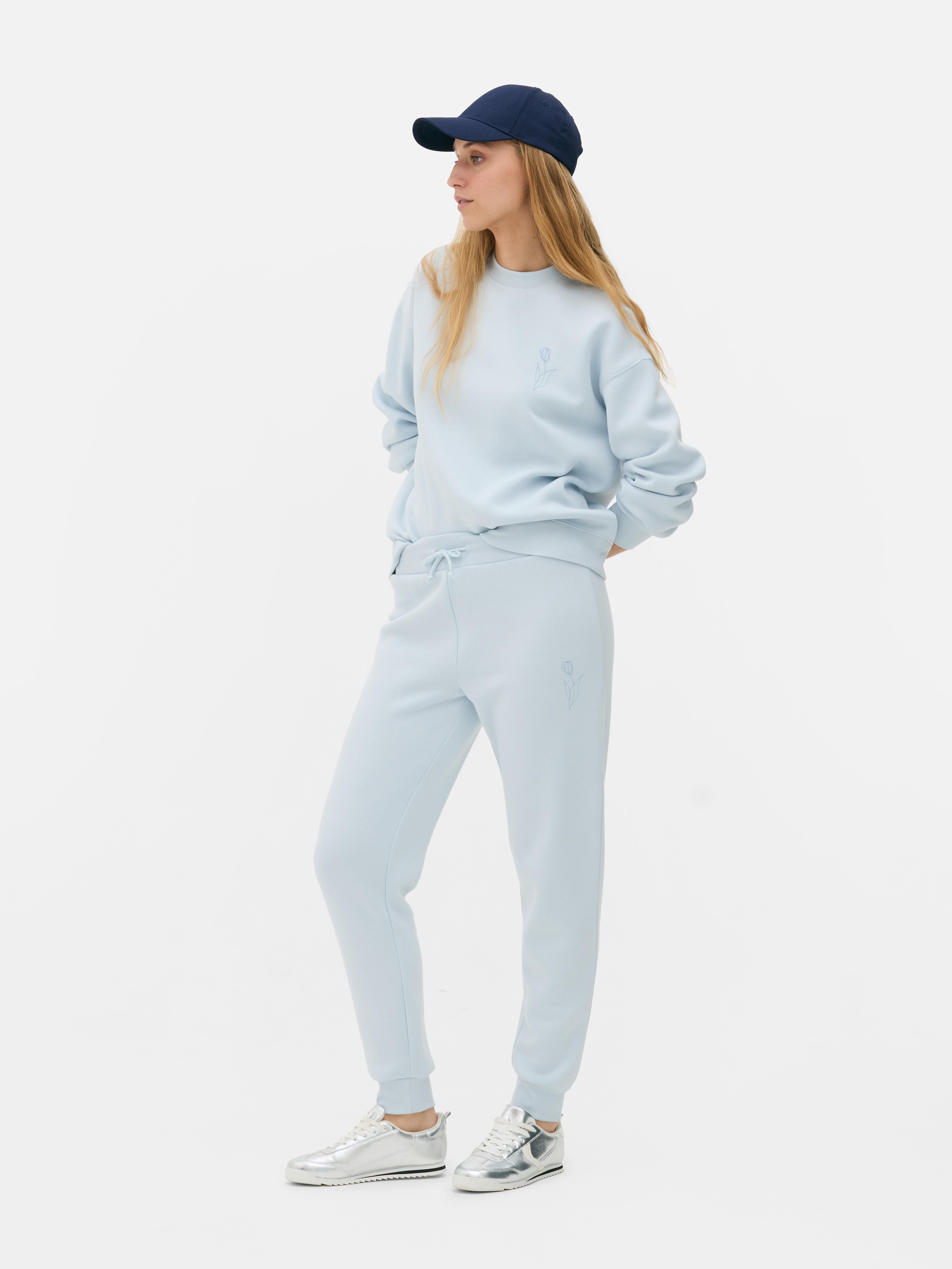 Skinny Print Joggers Light Blue