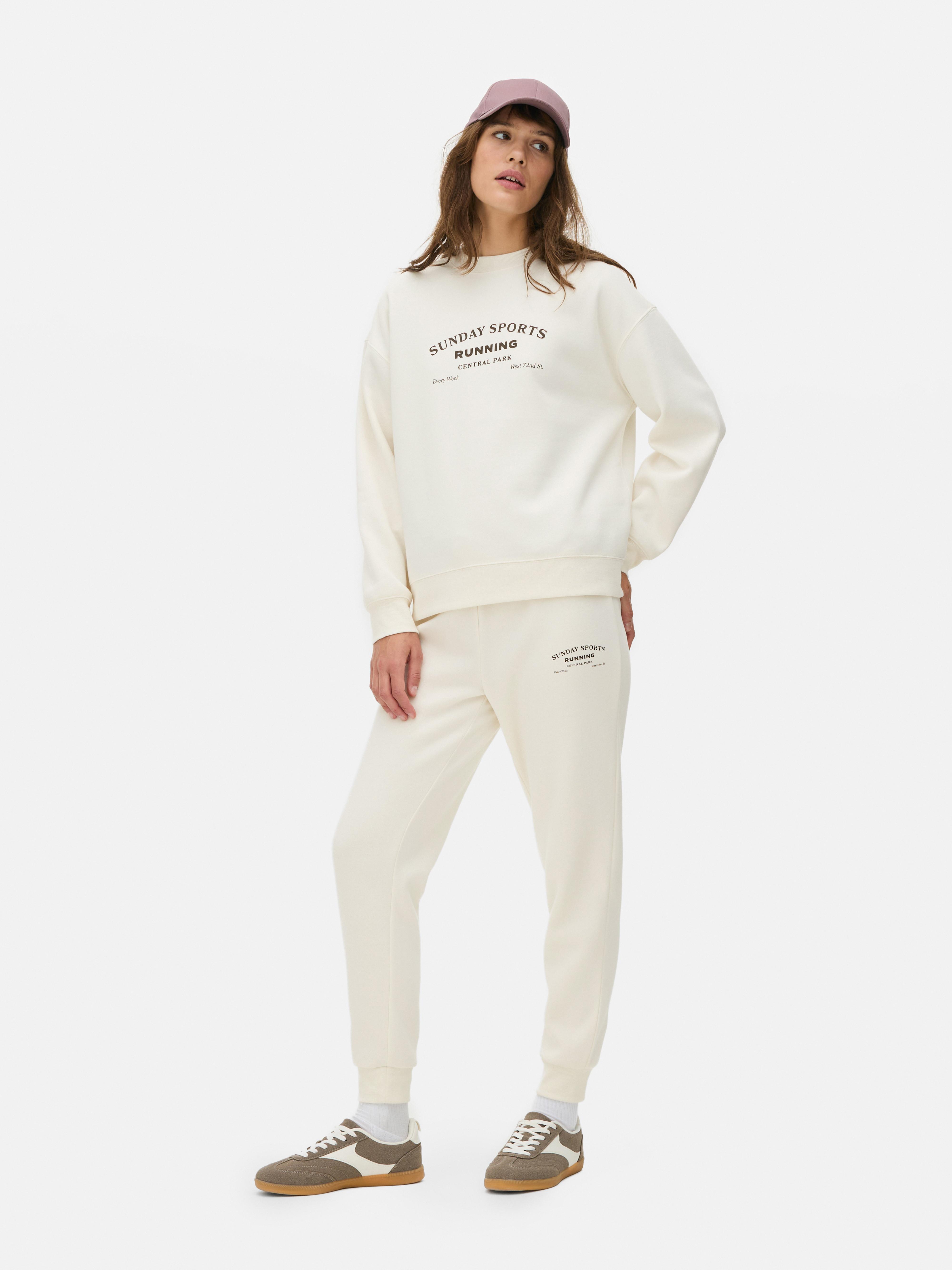 Printed Crew Neck Sweatshirt Cream