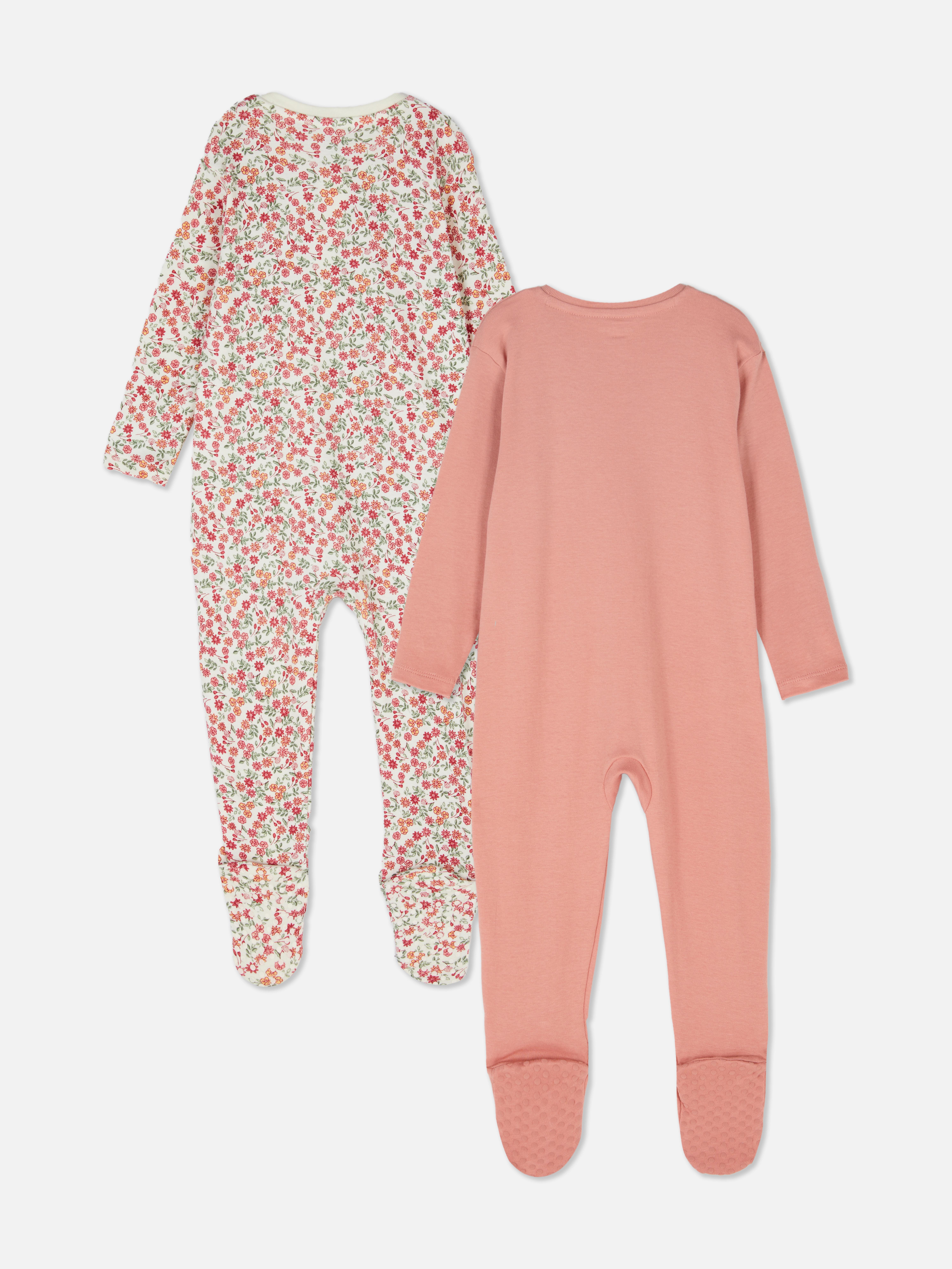 0–24 mois | Lot de 2 grenouillères zippées à fleurs