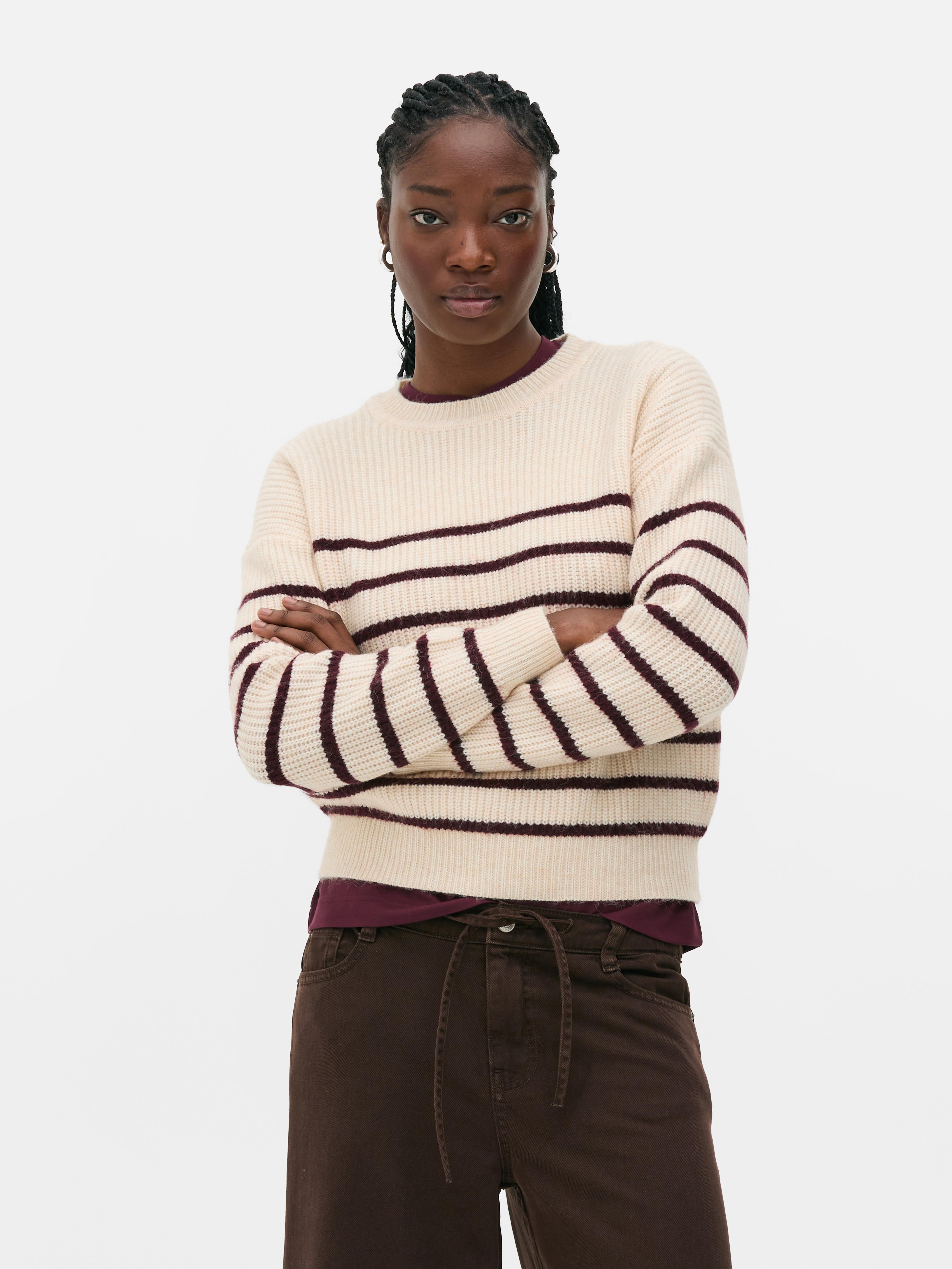 Ribbed Crew Neck Jumper Ivory