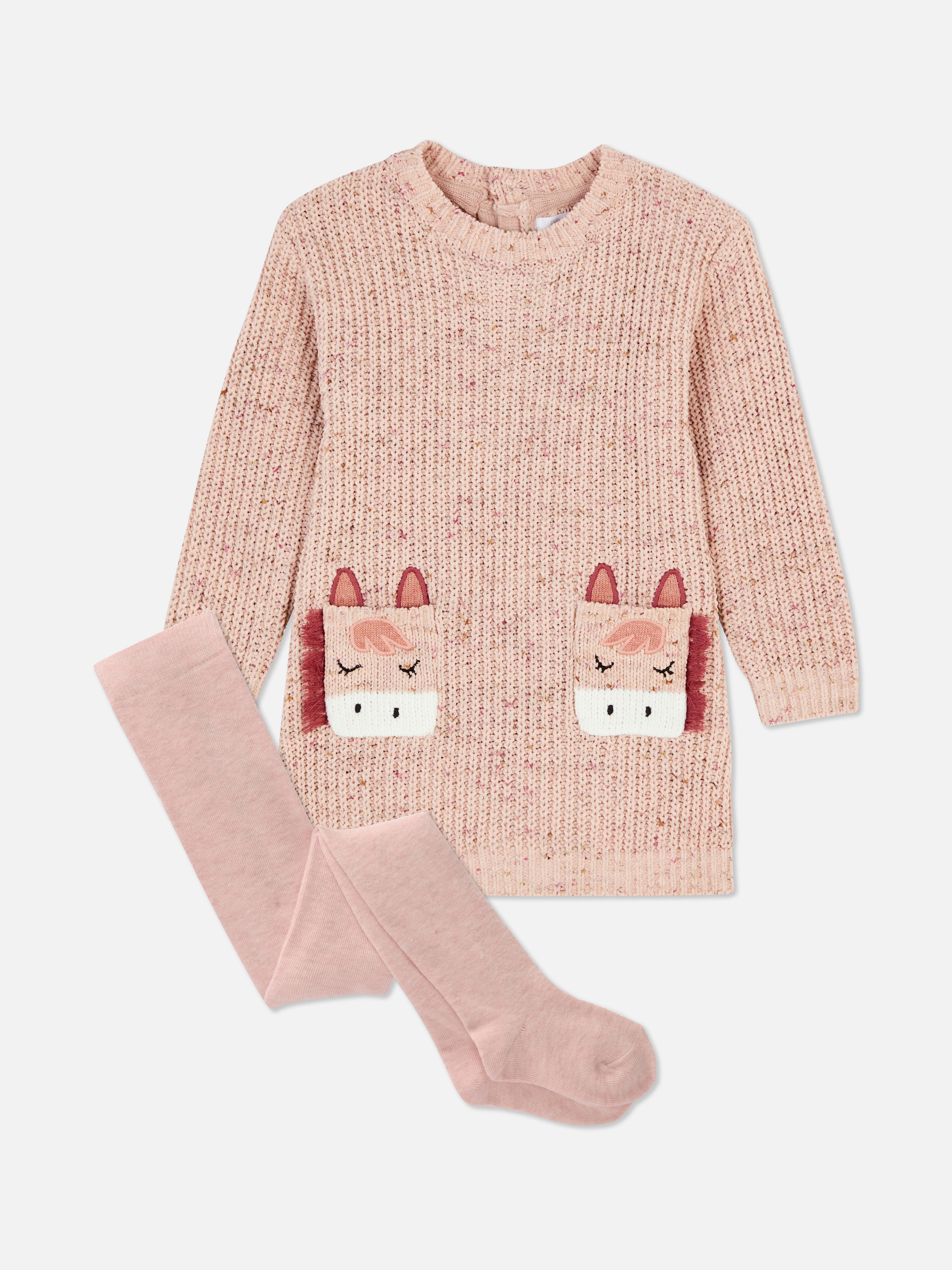 0-36 mois | Ensemble robe en maille licorne et collants