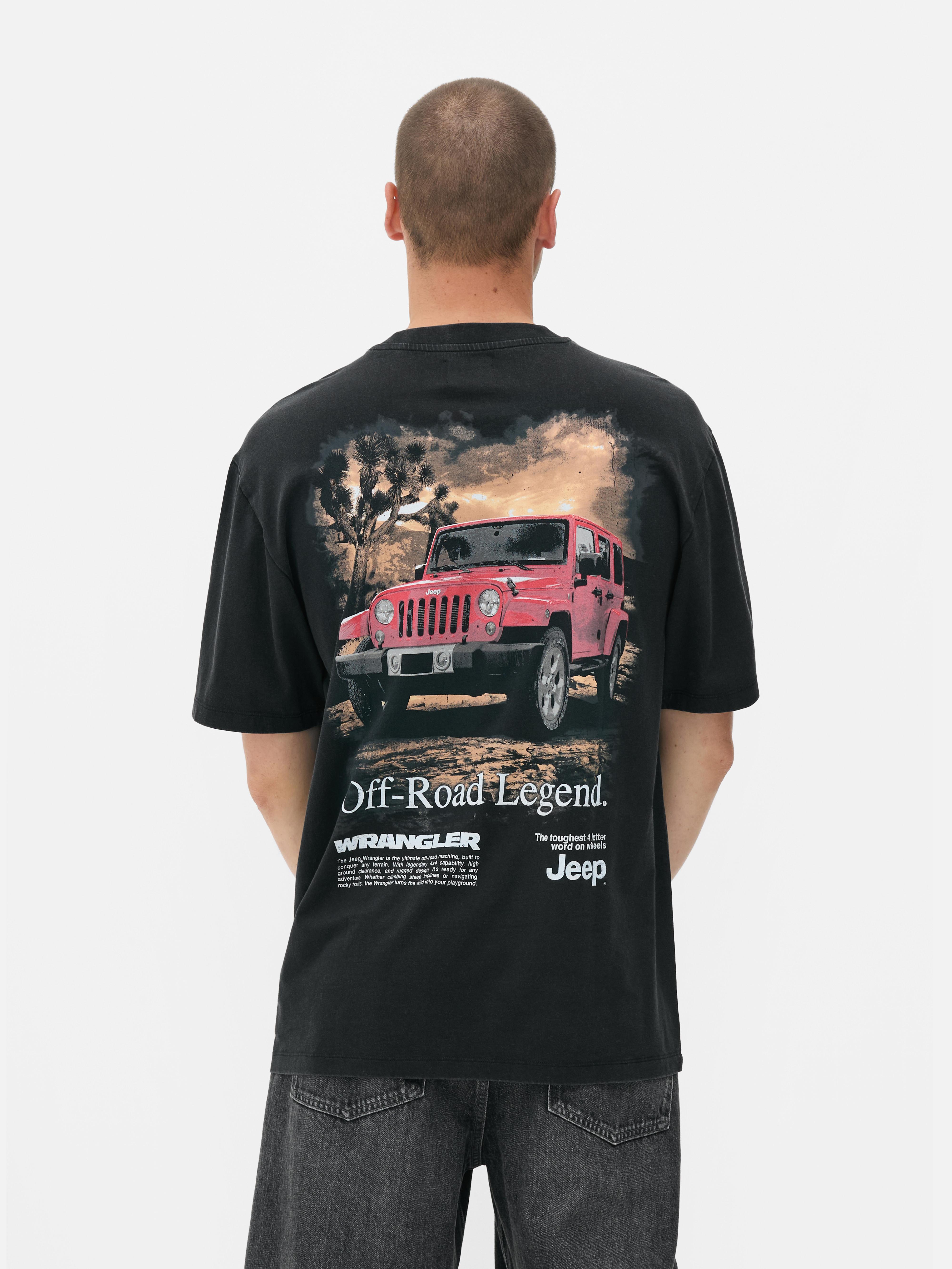 T-shirt z motywem Jeepa i efektem sprania