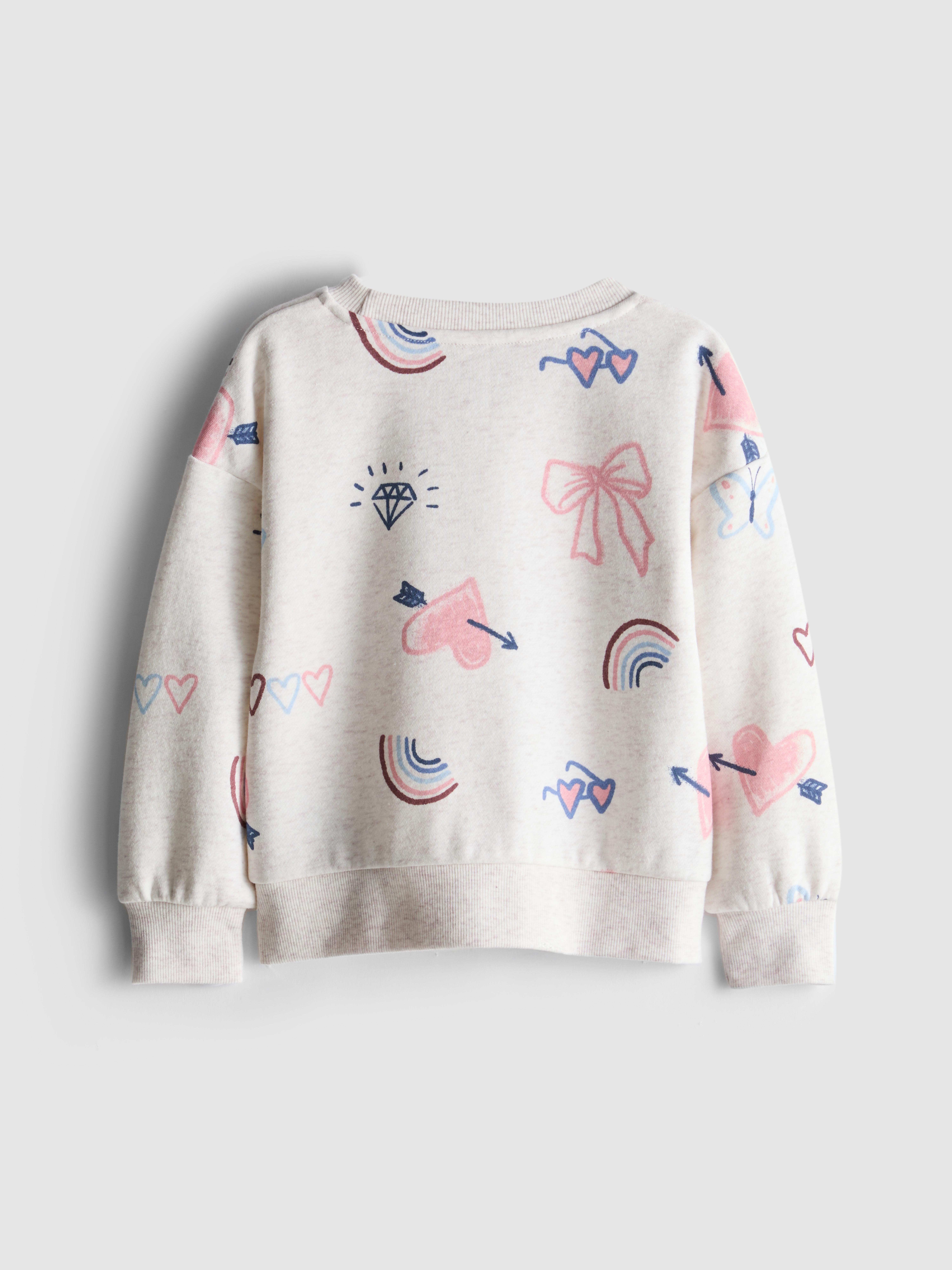 Girls Oatmeal 1.5-8yrs | Printed Sweatshirt