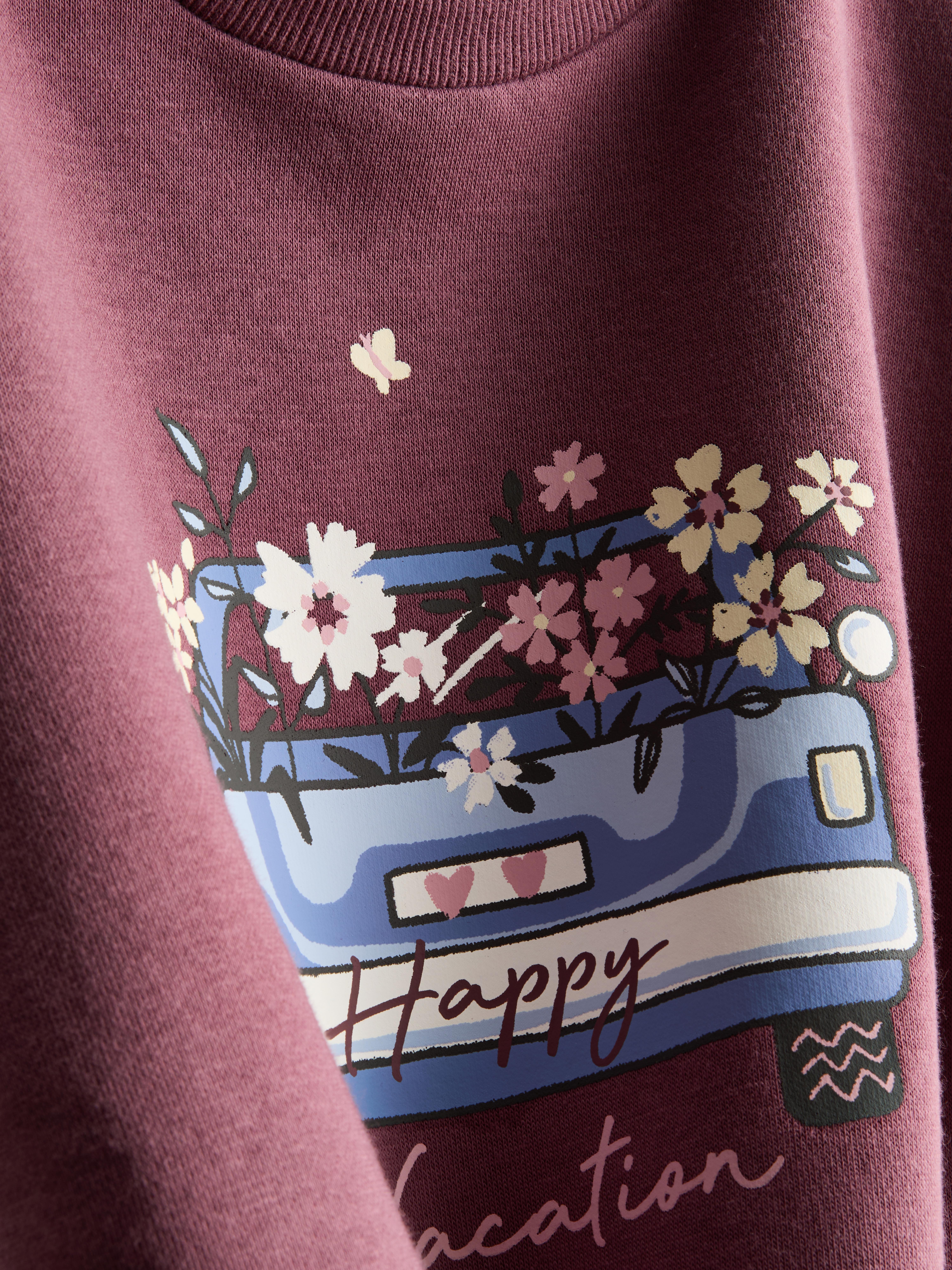 Girls Maroon 1.5-8yrs | Printed Sweatshirt