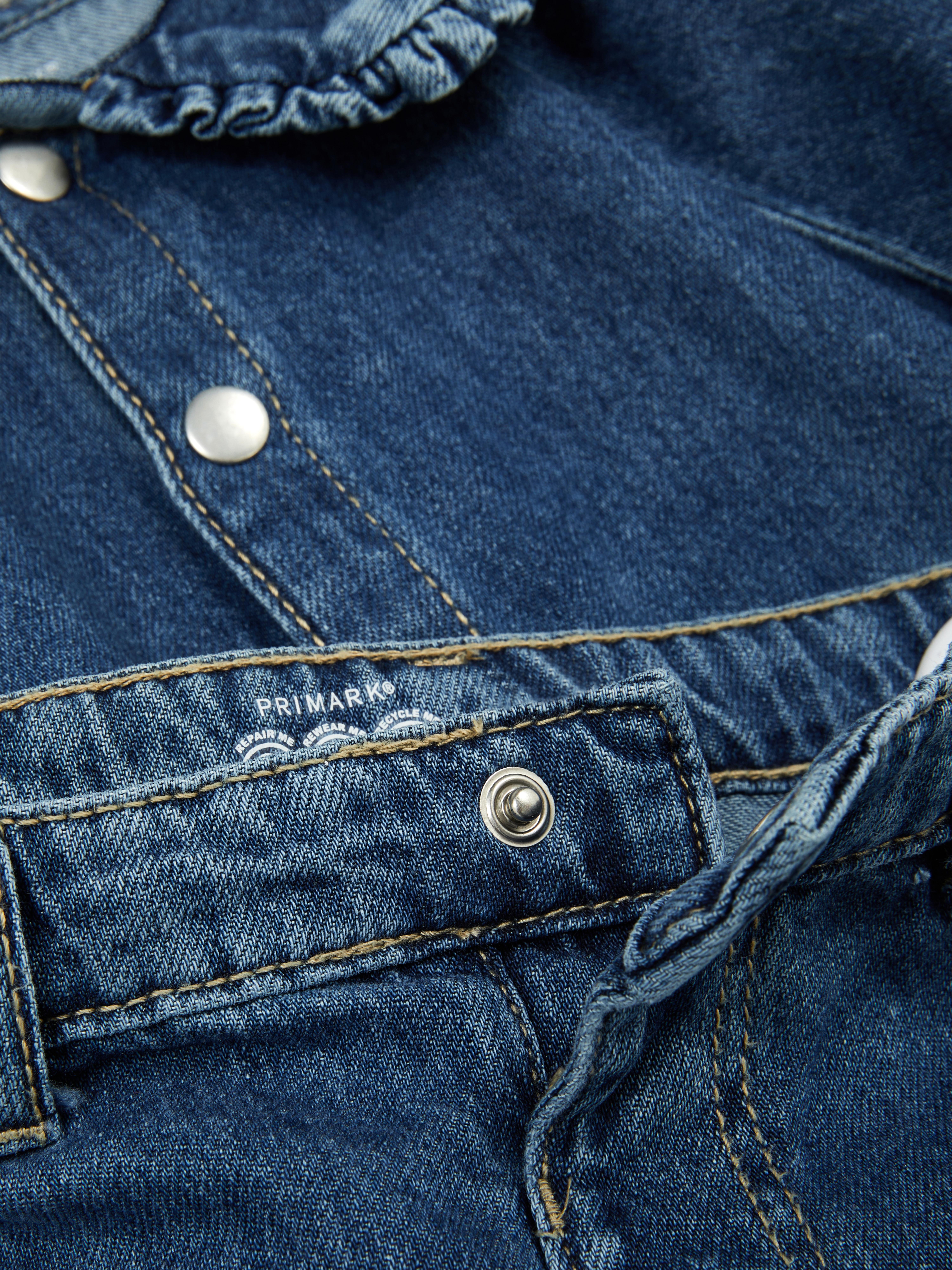 0-36 mnd | Set van denim blouse met kraag en jeans