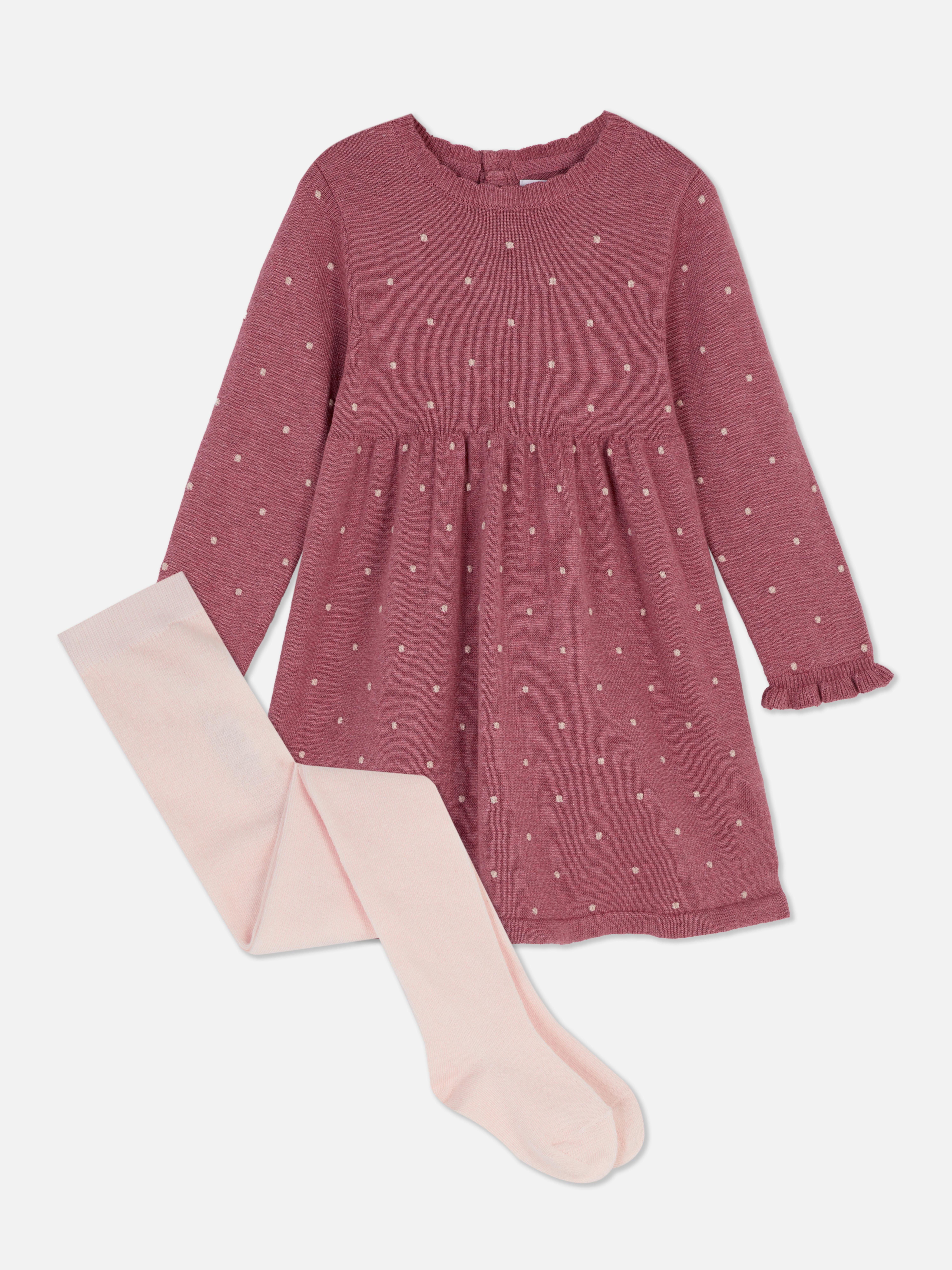 0-36 meses | Conjunto vestido/collants pintinhas texturado