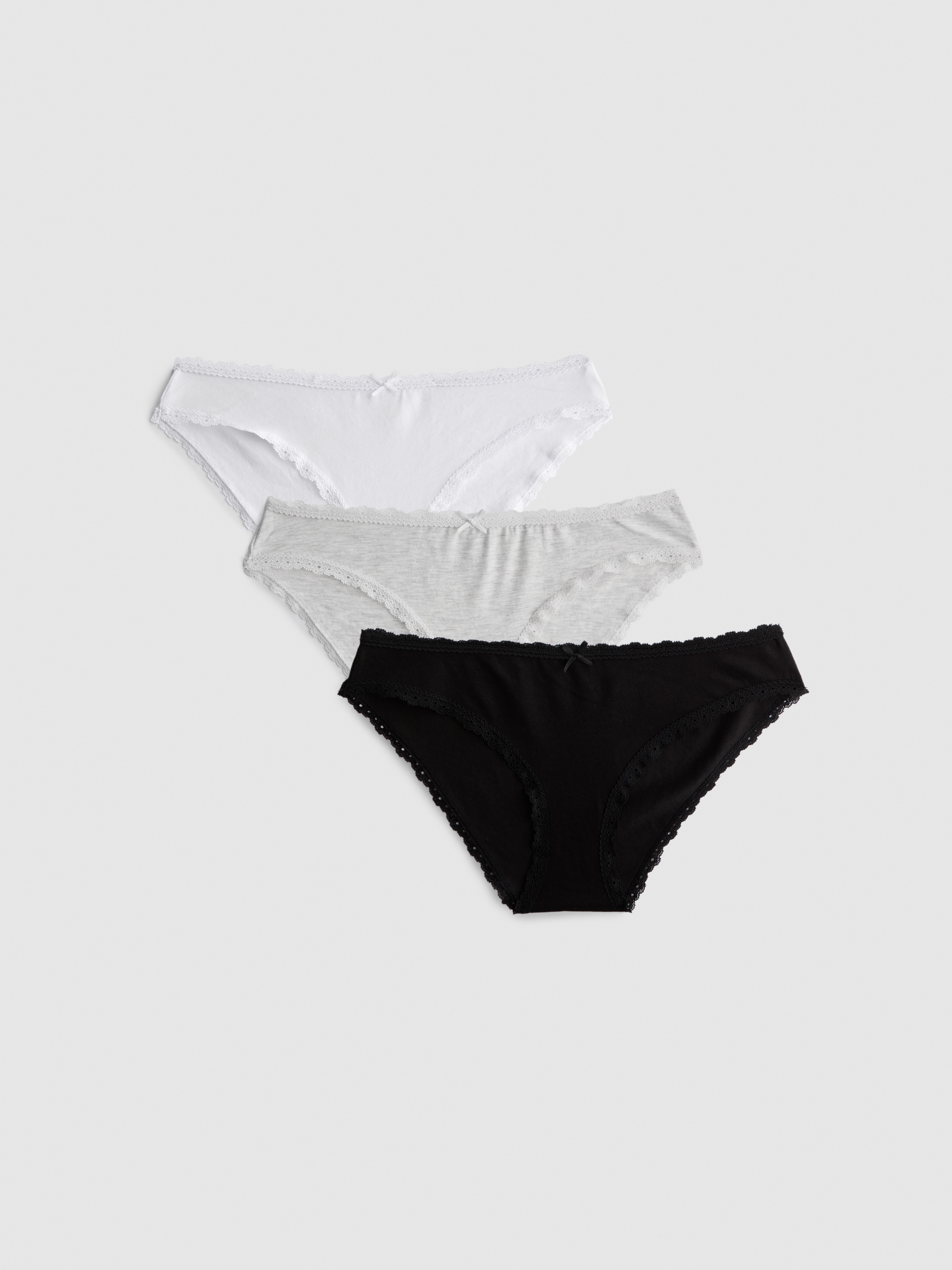 3pk Cotton-Rich Lace-Trim Bikini Briefs