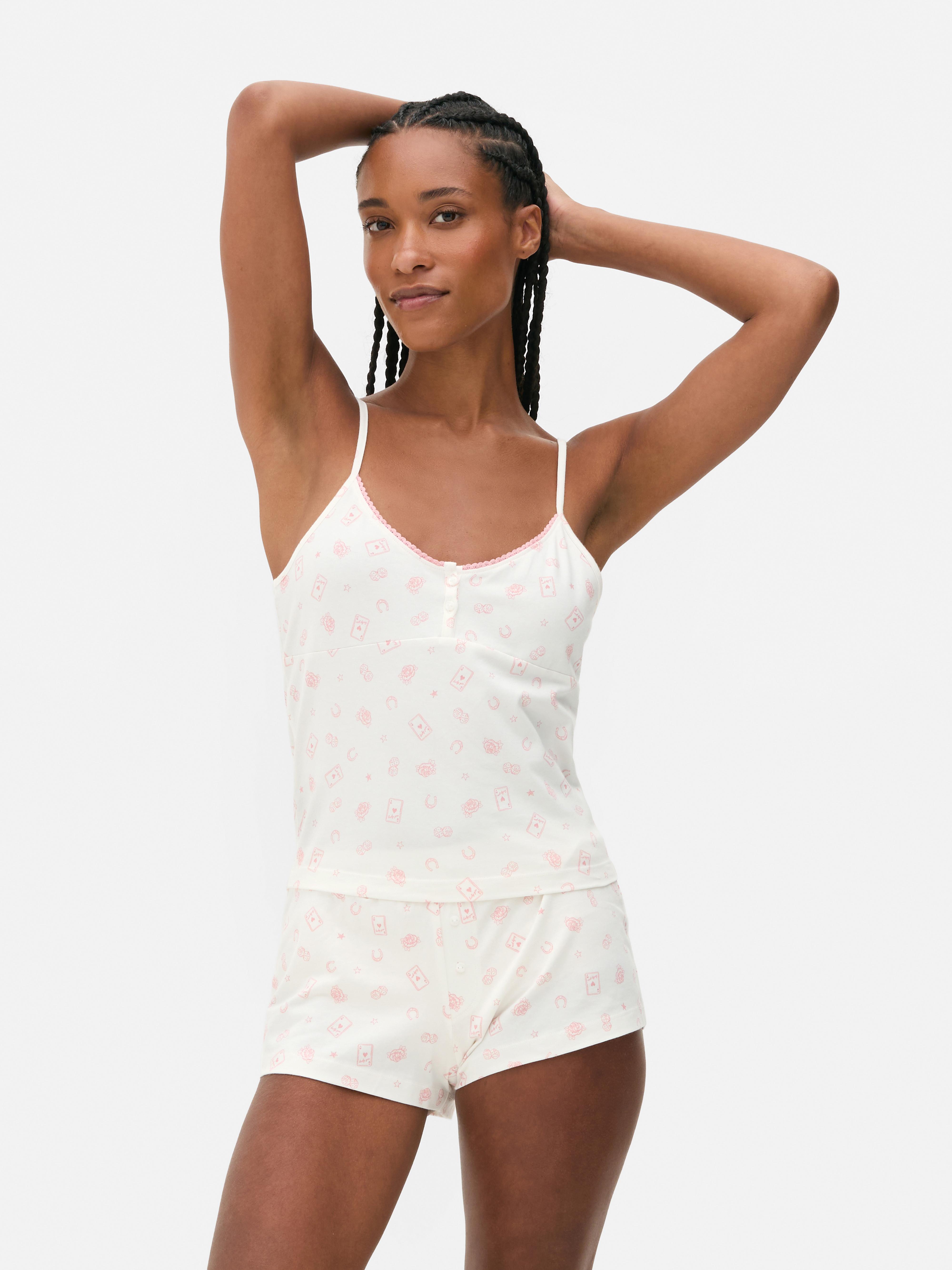 Pijama top alças algodão