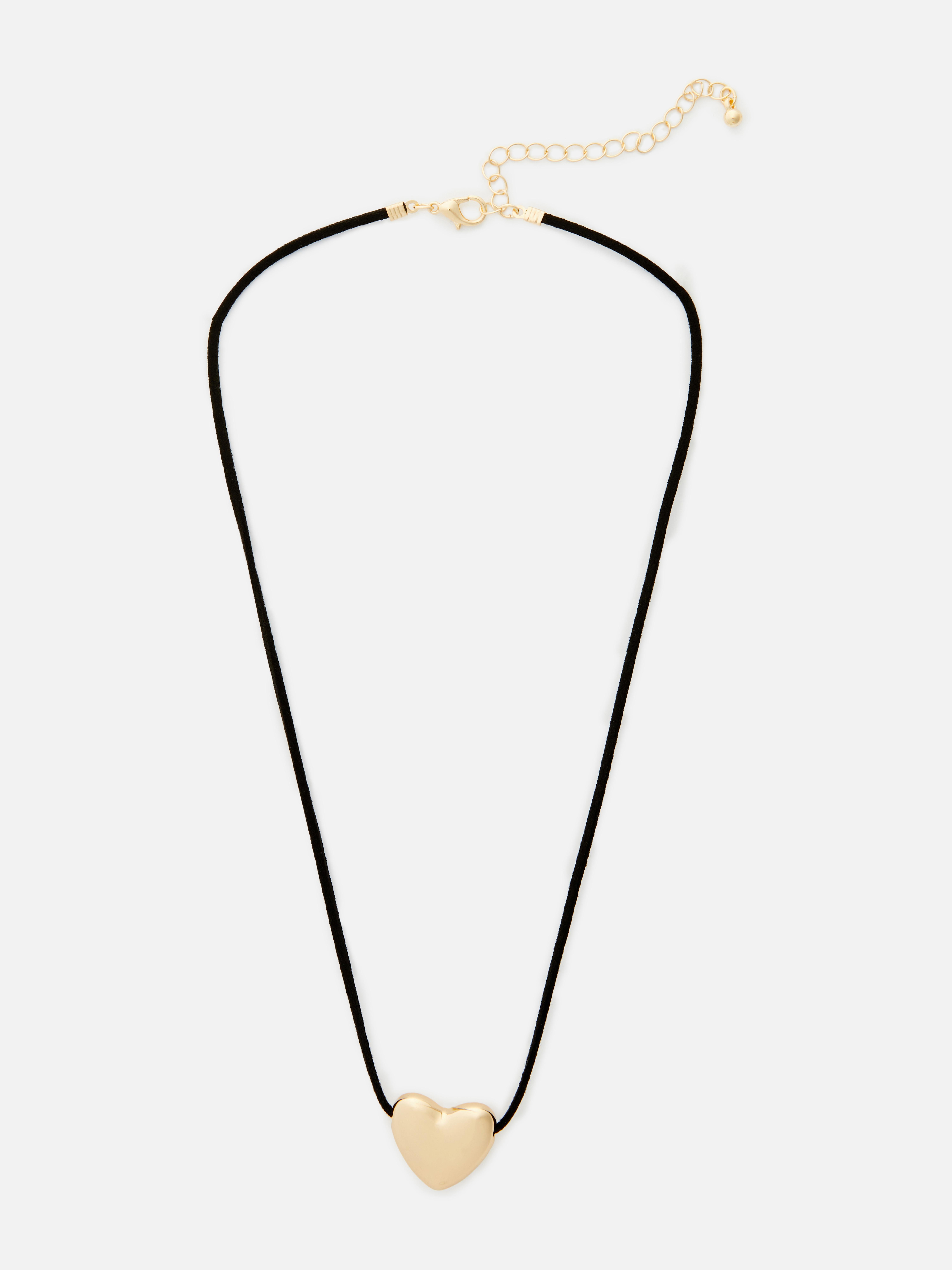 Collier en corde à pendentif cœur Jaune