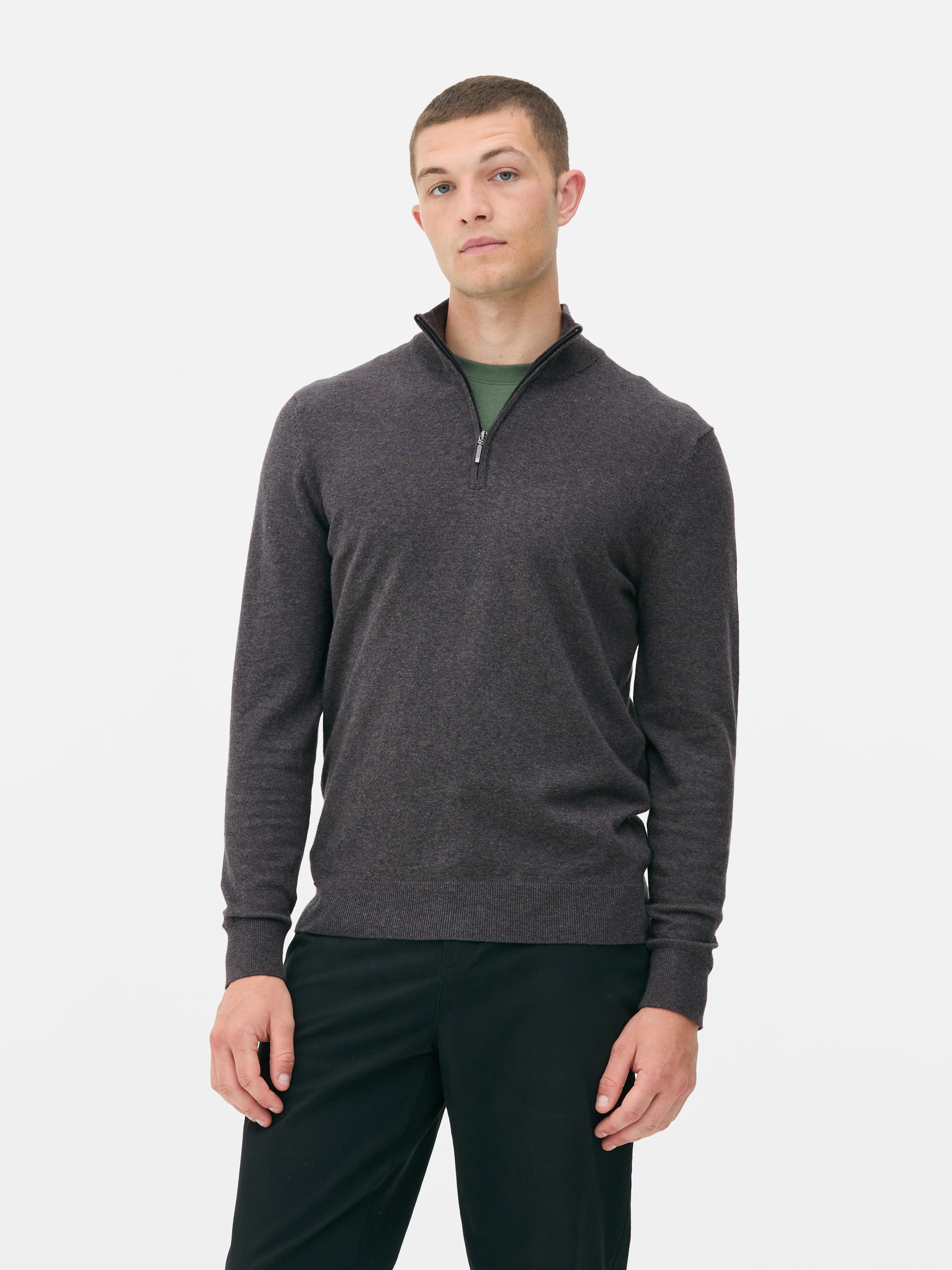 Pull tricoté à encolure zippée