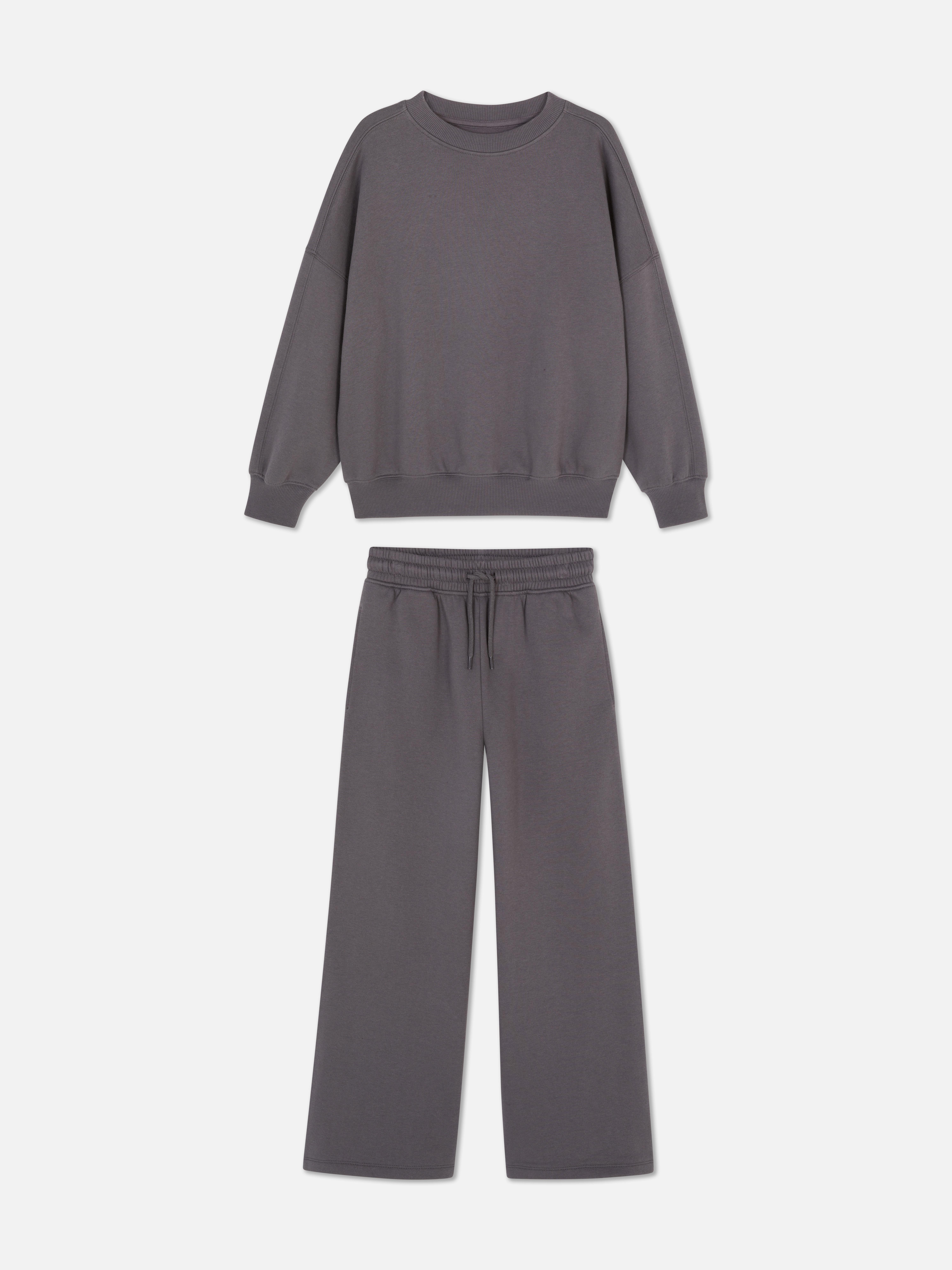 7–15 Jahre | Sweatshirt und Jogginghose mit weitem Bein im Set