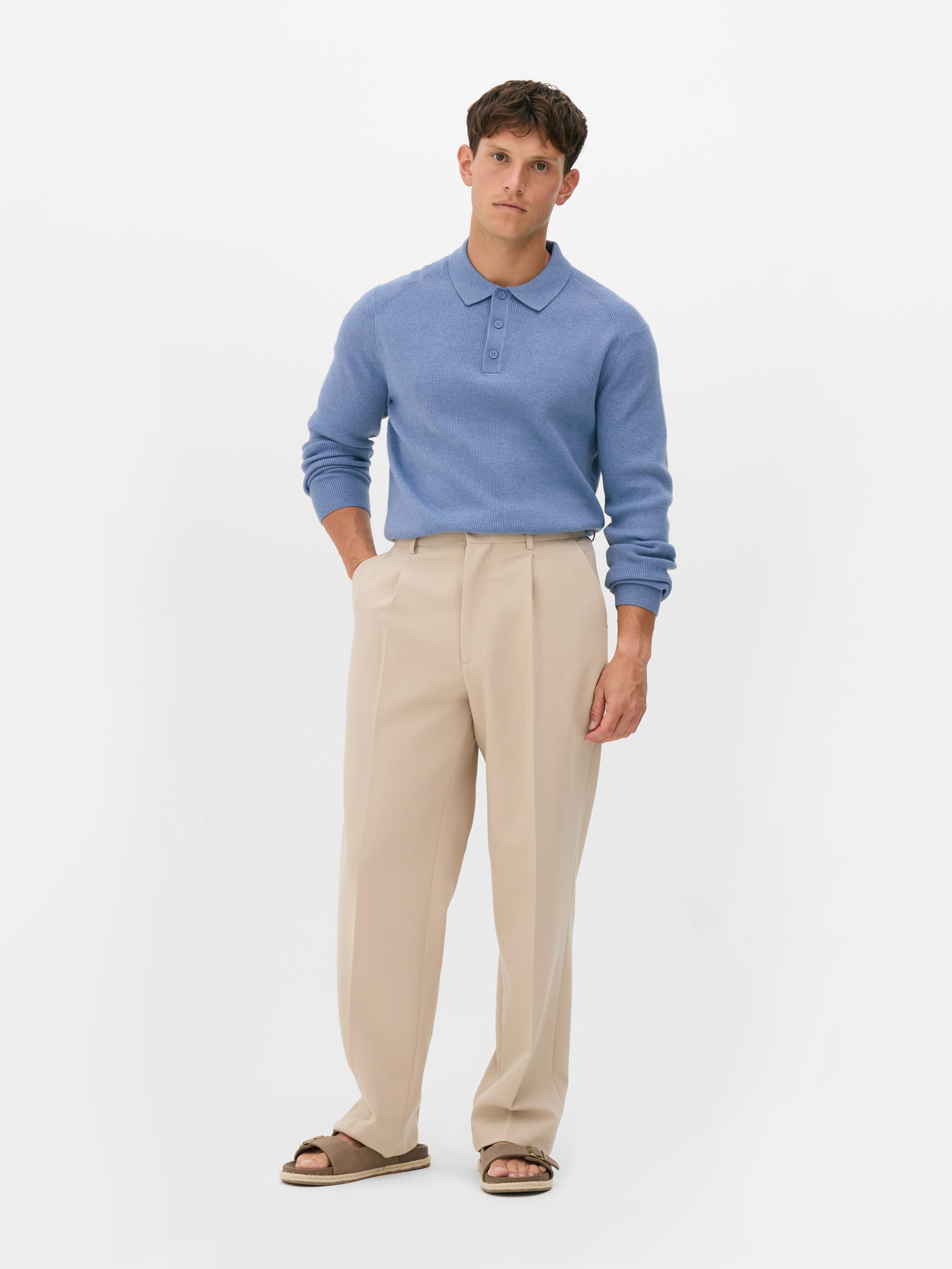 Gerippter Pullover mit Polokragen