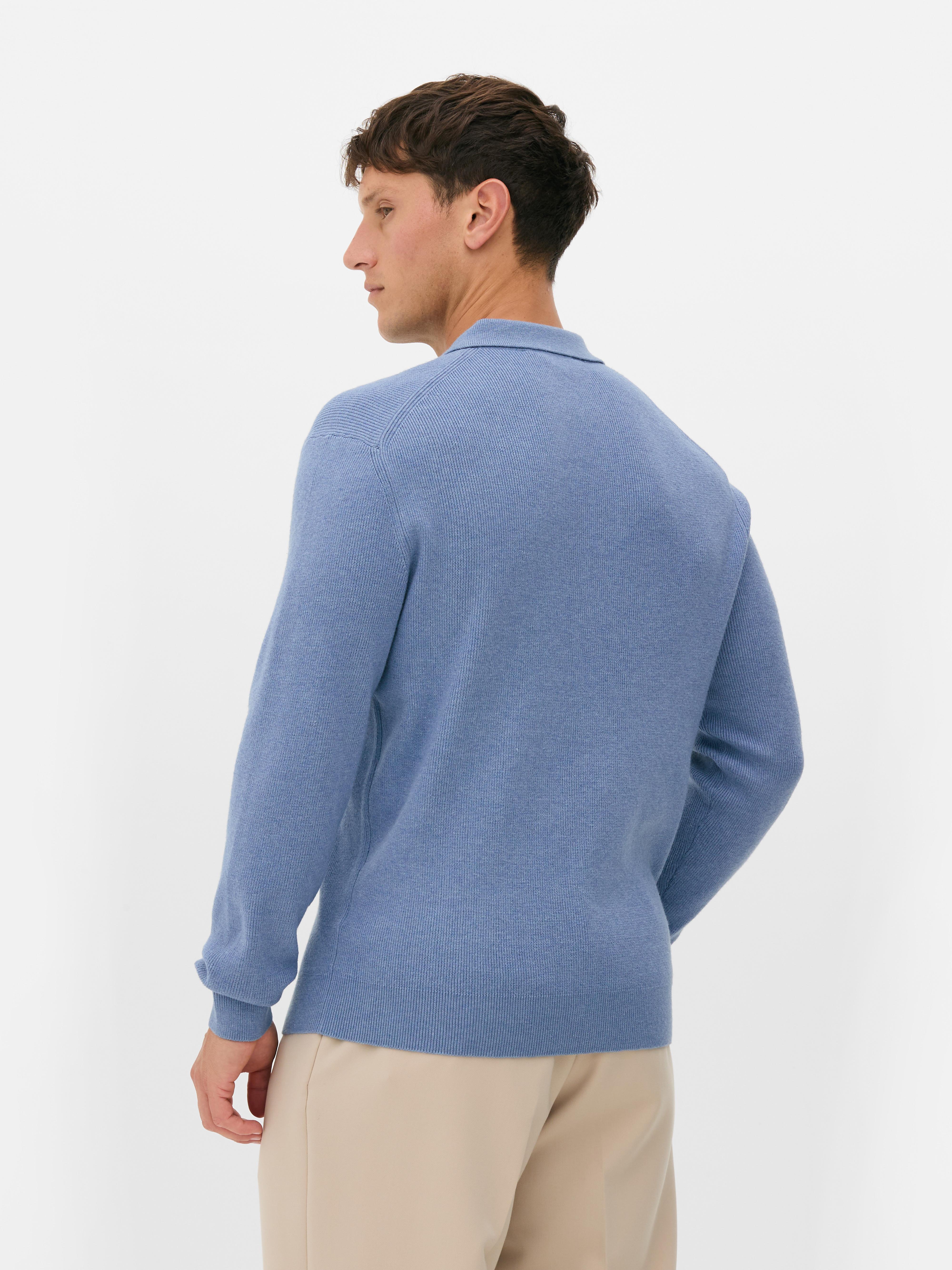 Gerippter Pullover mit Polokragen