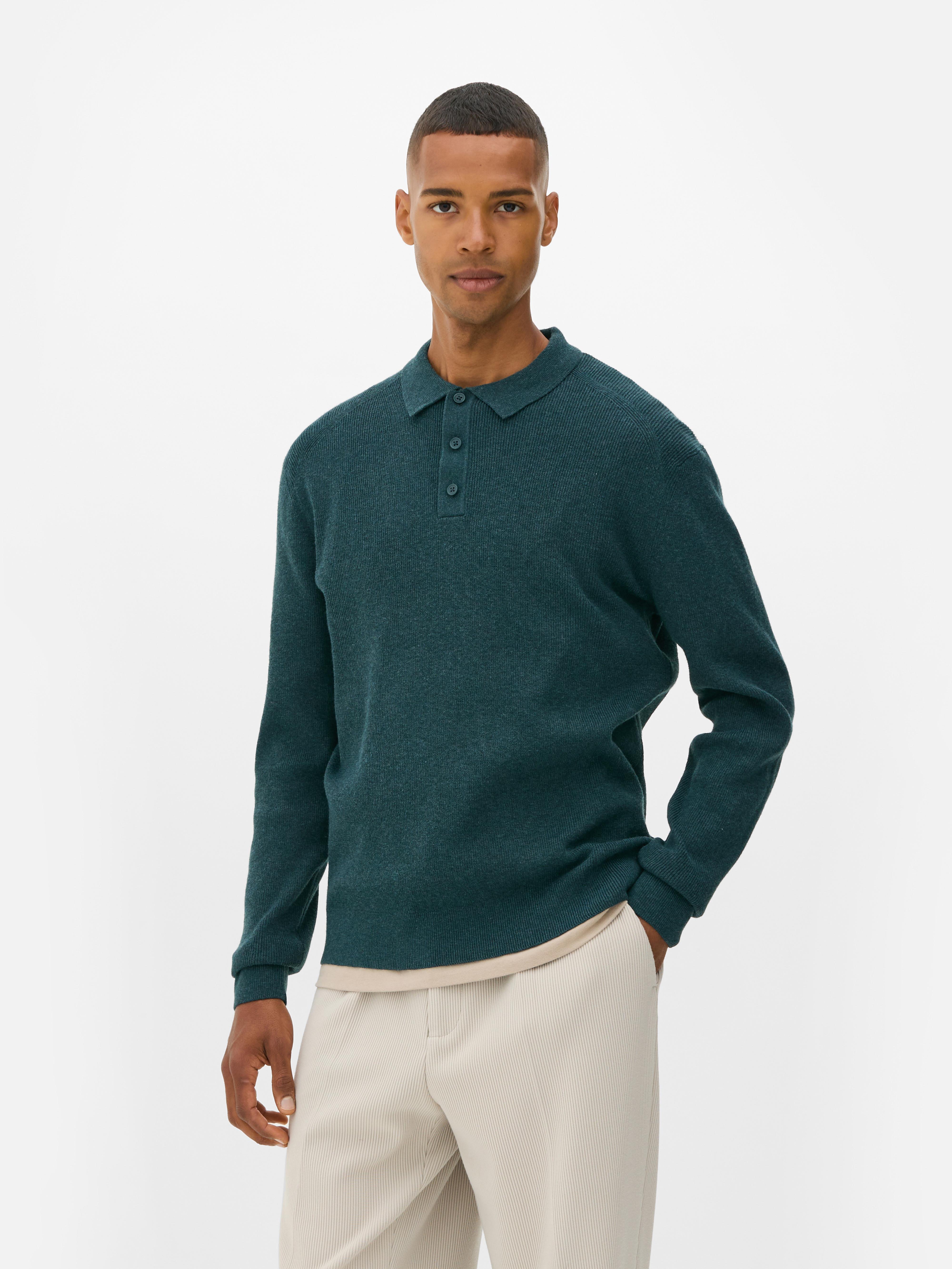 Ribbed Polo Neck Sweater