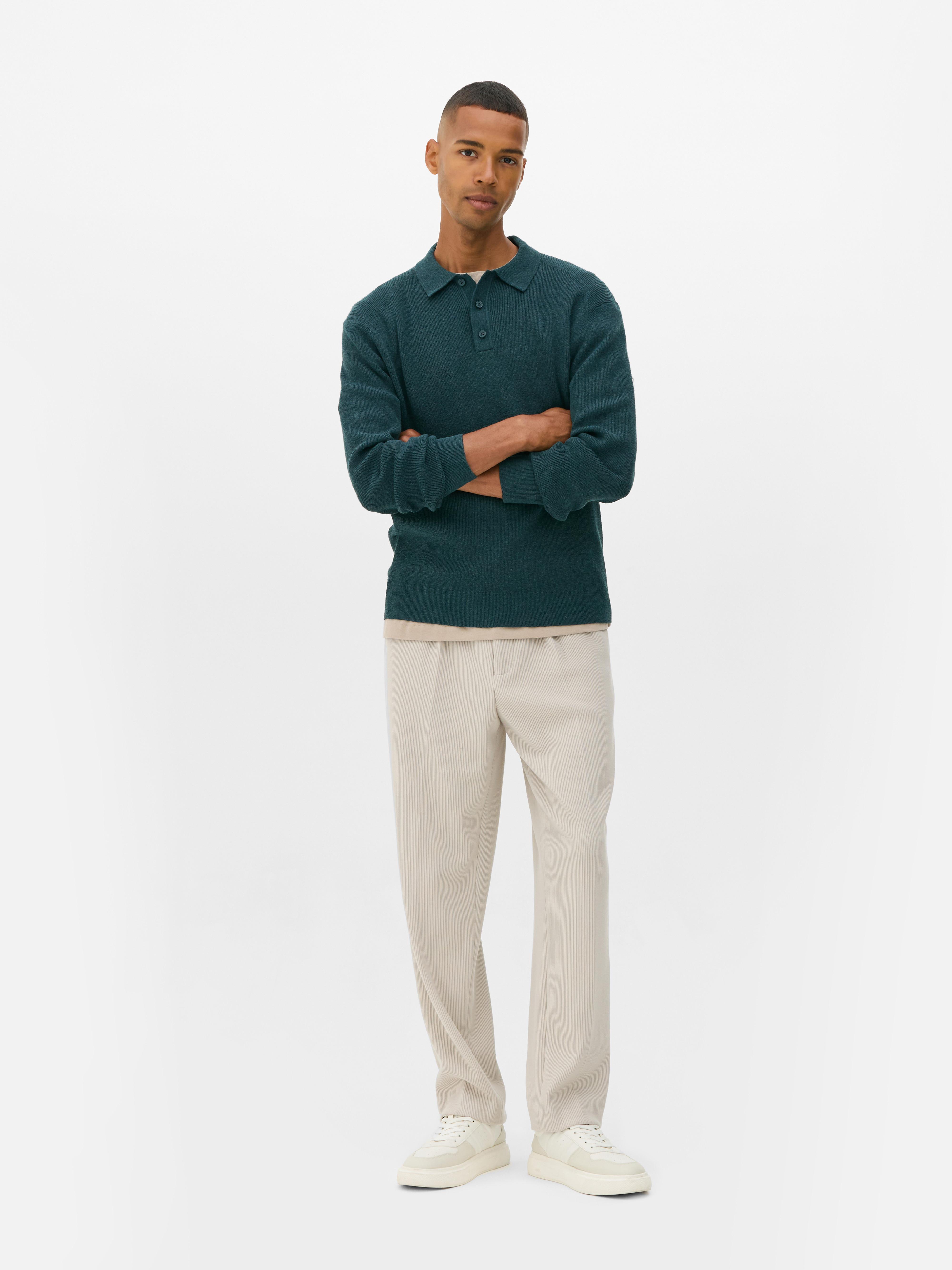 Ribbed Polo Neck Sweater