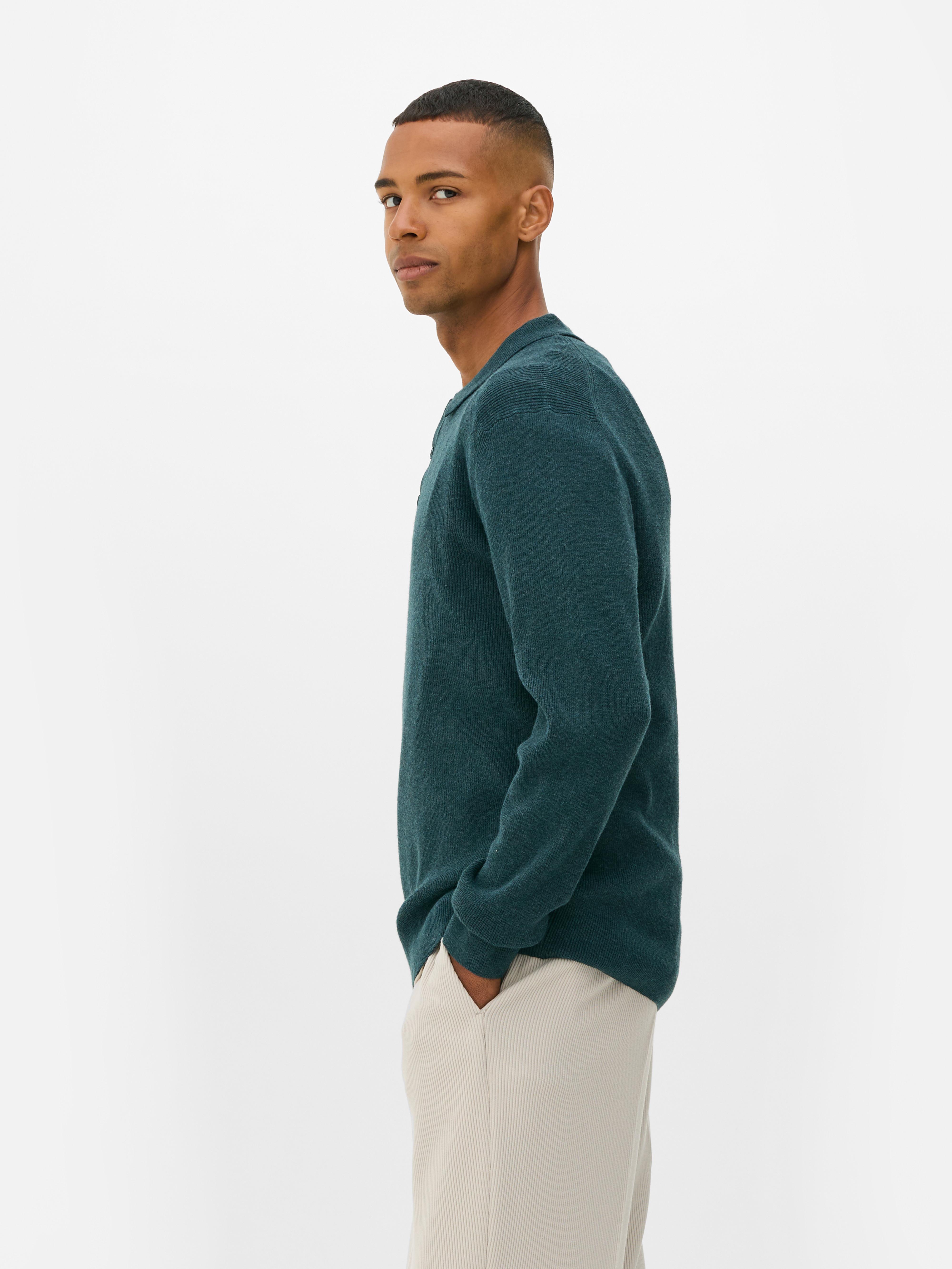 Ribbed Polo Neck Sweater