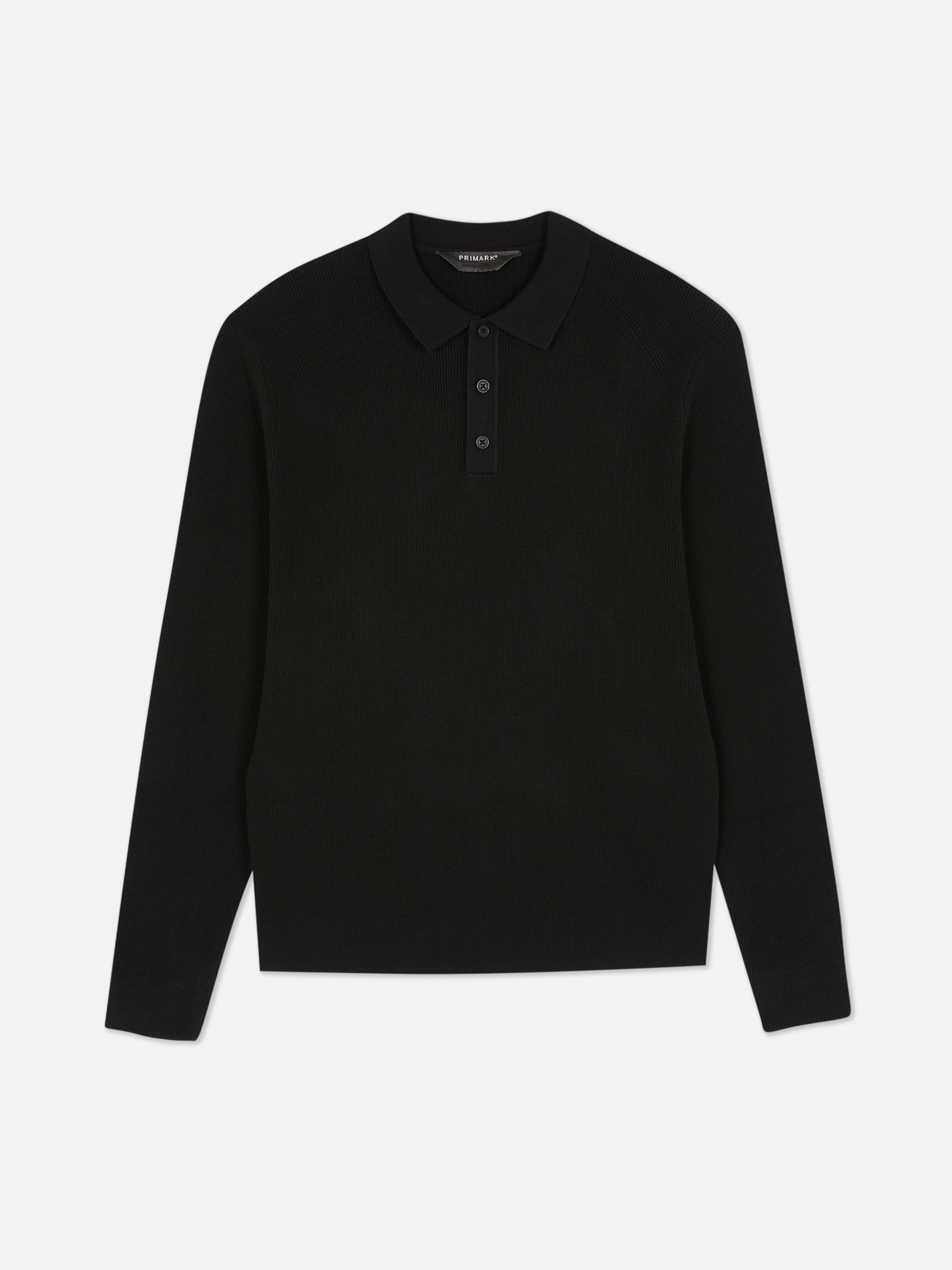 Gerippter Pullover mit Polokragen