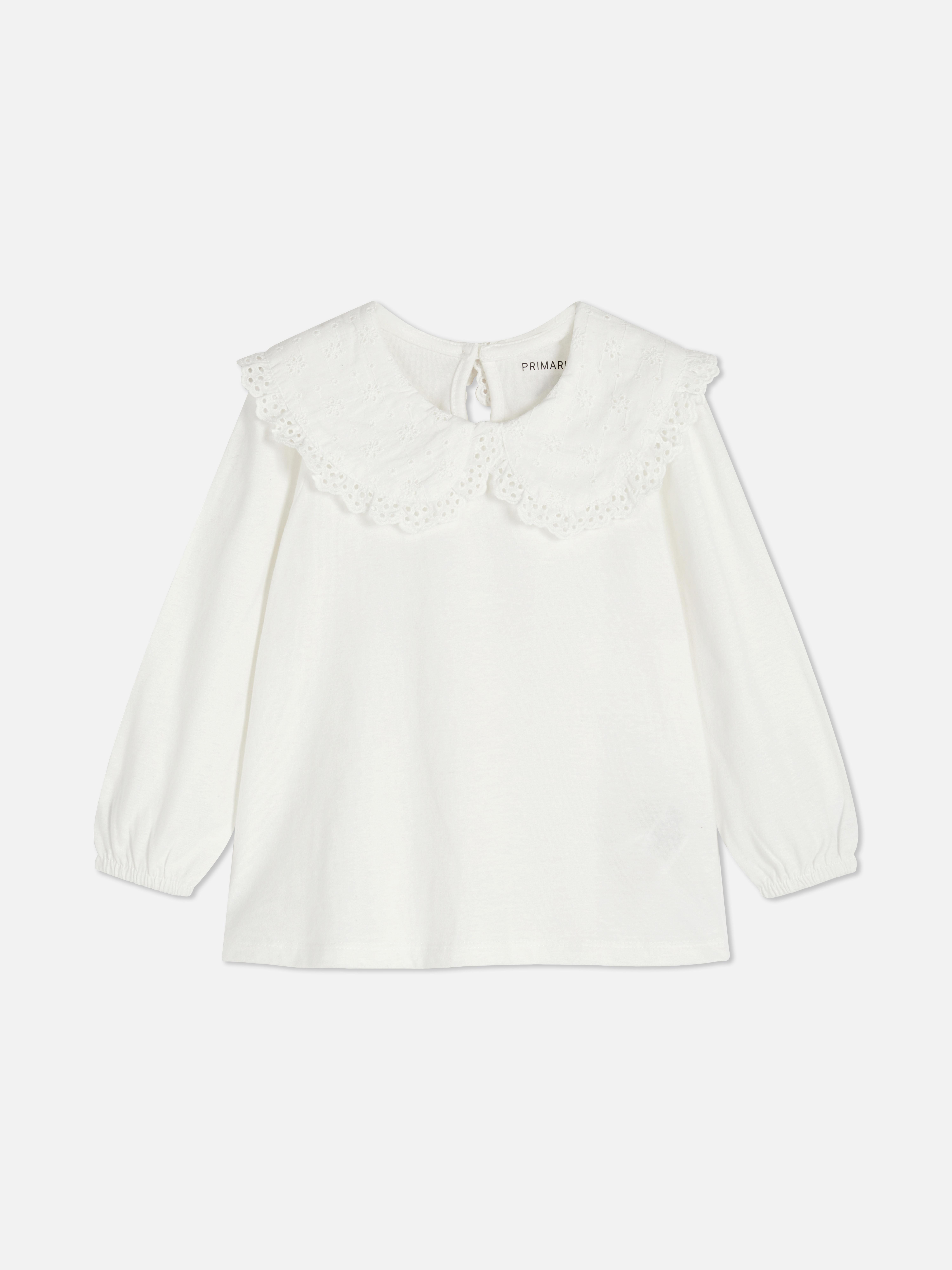 1.5-8yrs | Broderie Anglaise Collared Long Sleeve Blouse