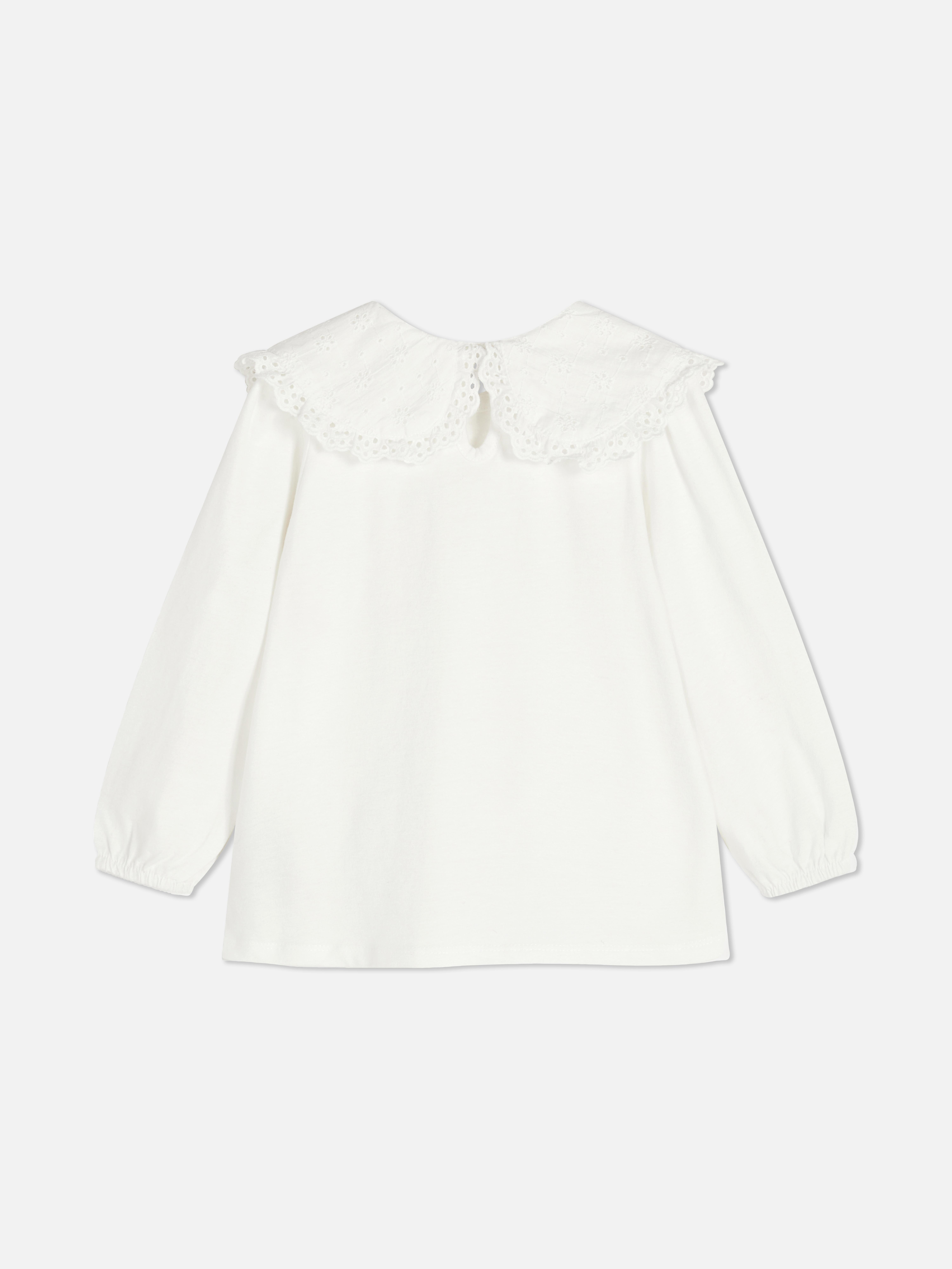 1.5-8yrs | Broderie Anglaise Collared Long Sleeve Blouse