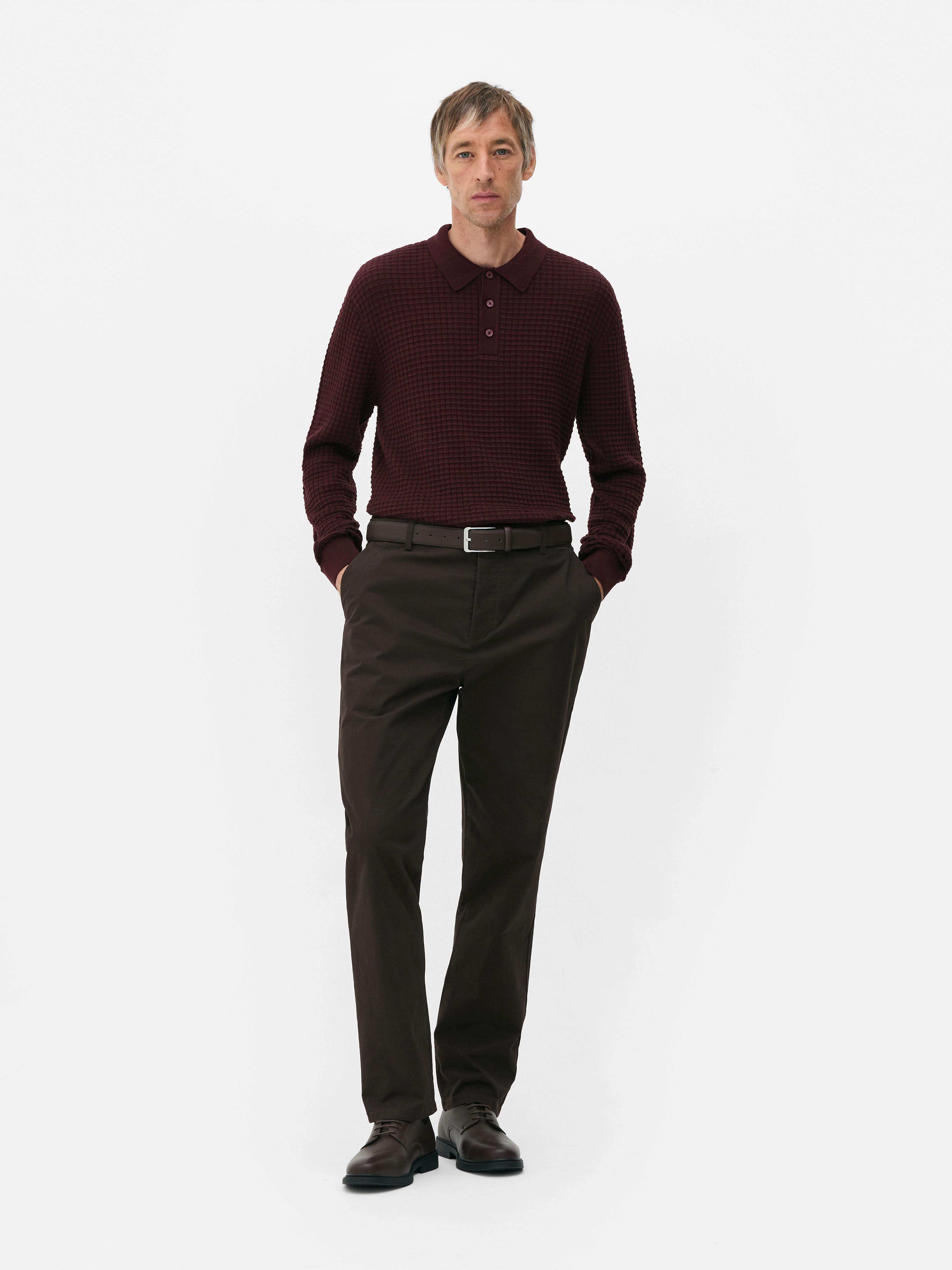 Textured Polo Sweater