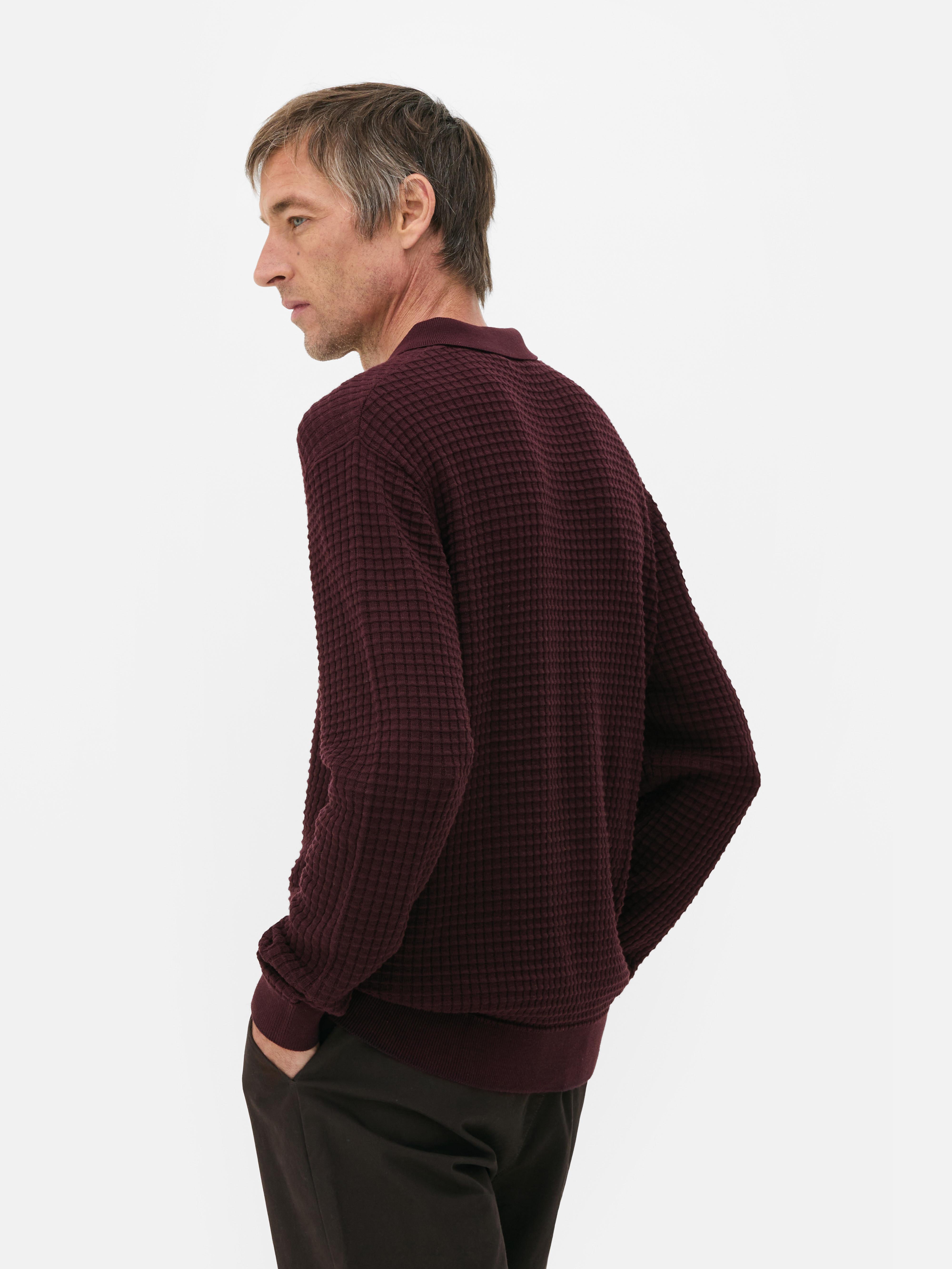 Textured Polo Sweater