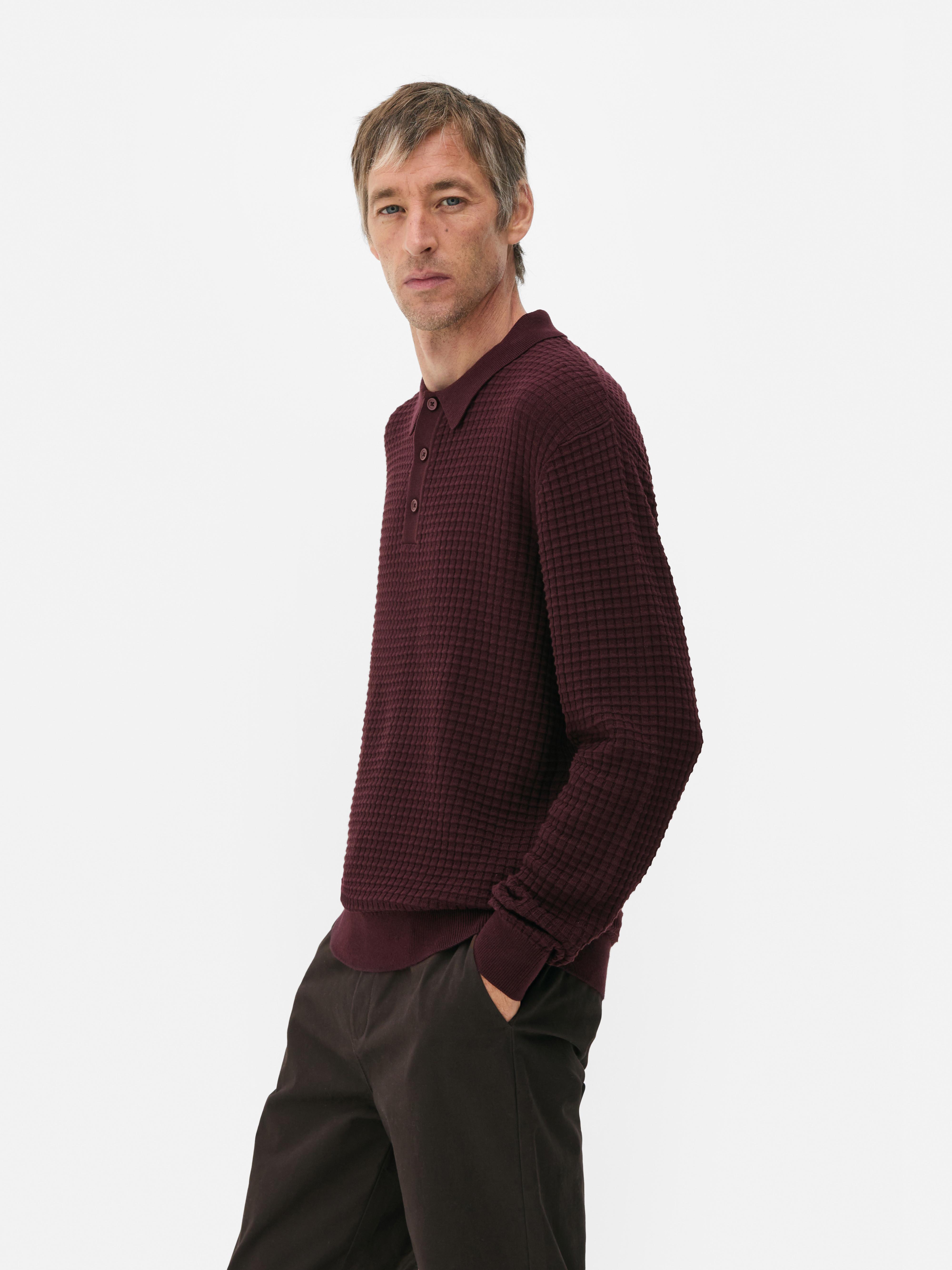 Textured Polo Sweater