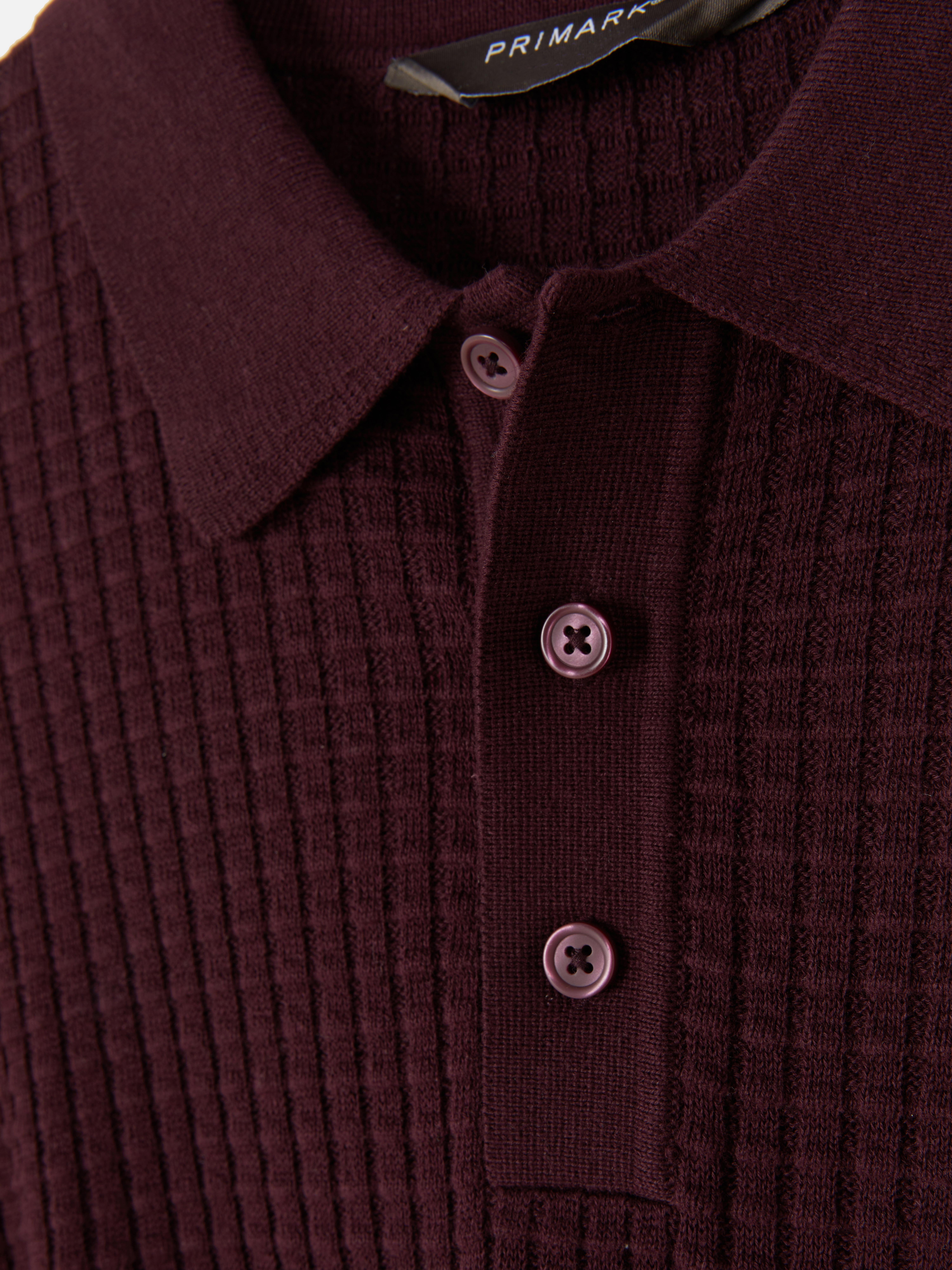 Textured Polo Sweater