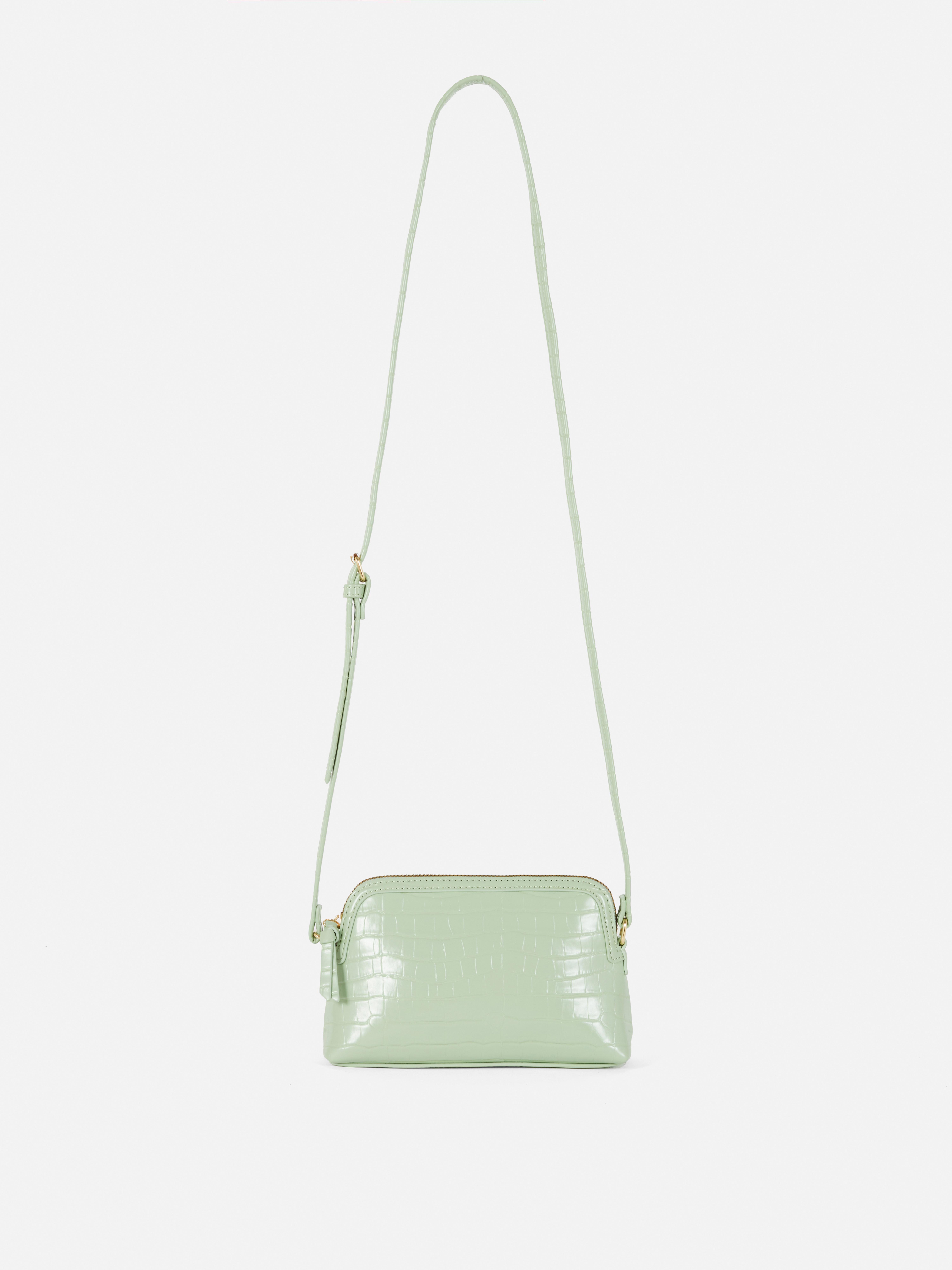 Textured Zip Top Crossbody Bag Light Green
