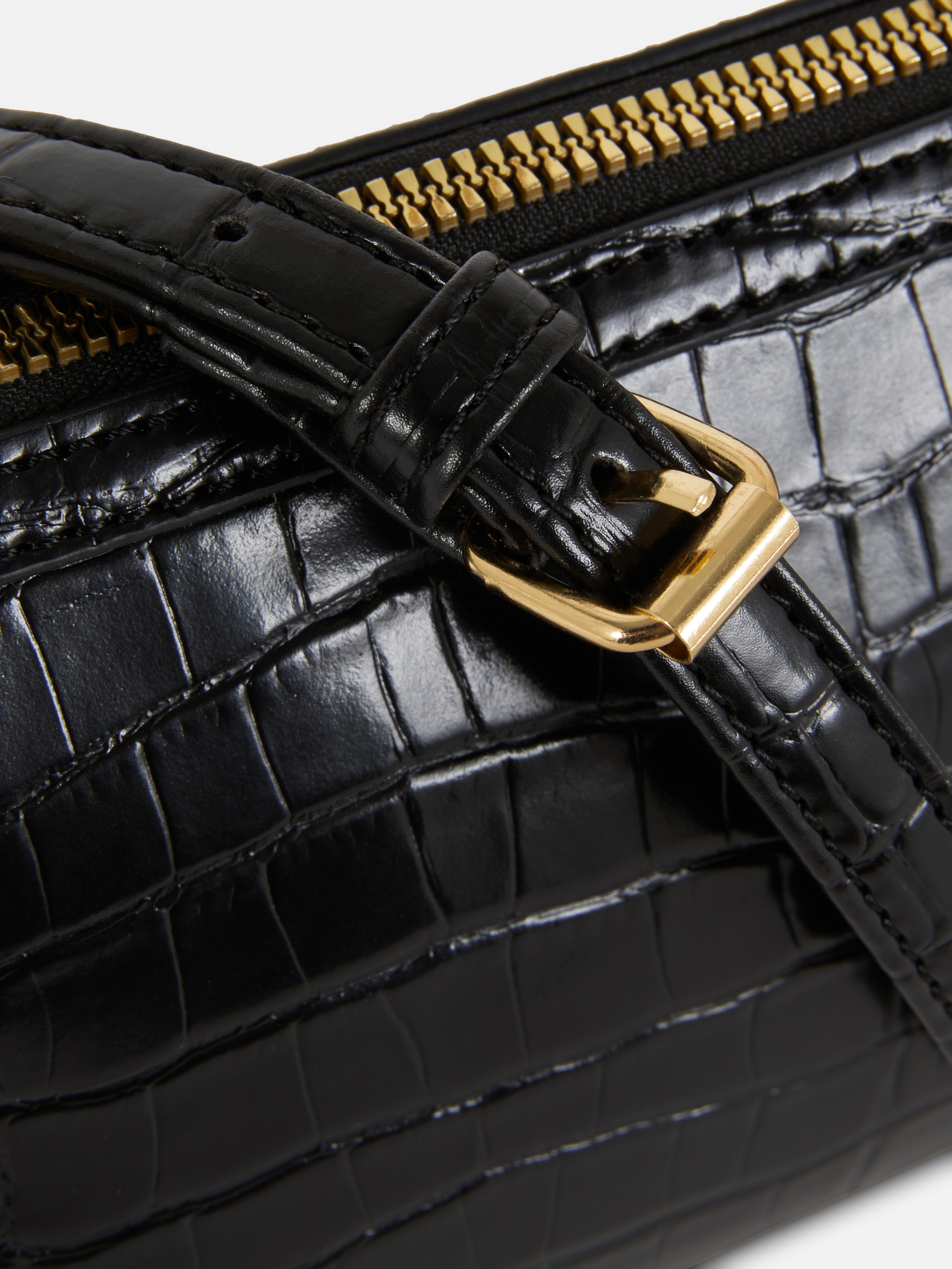 Textured Zip Top Crossbody Bag