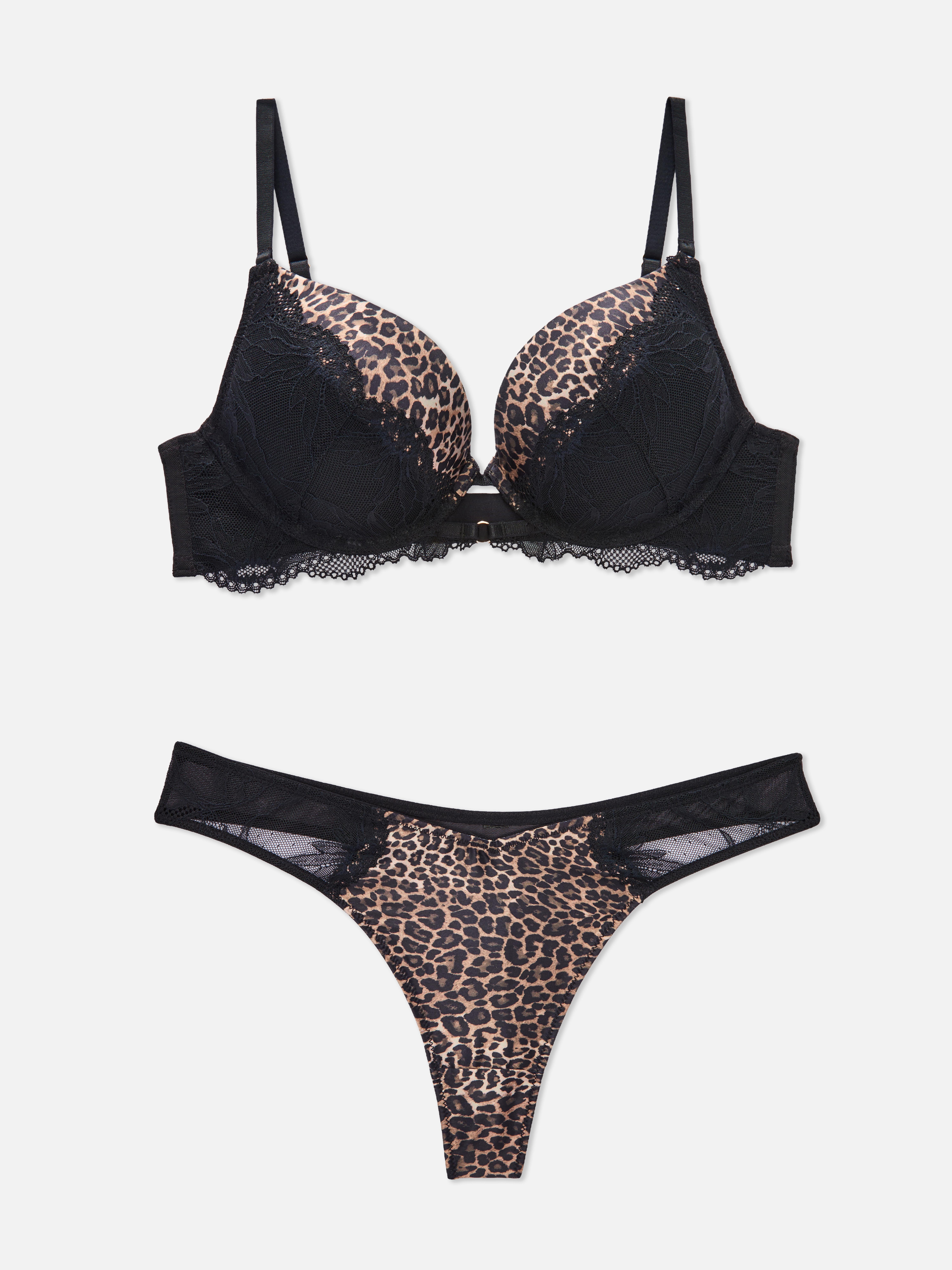 Lingerieset met push-upbeha en luipaardprint
