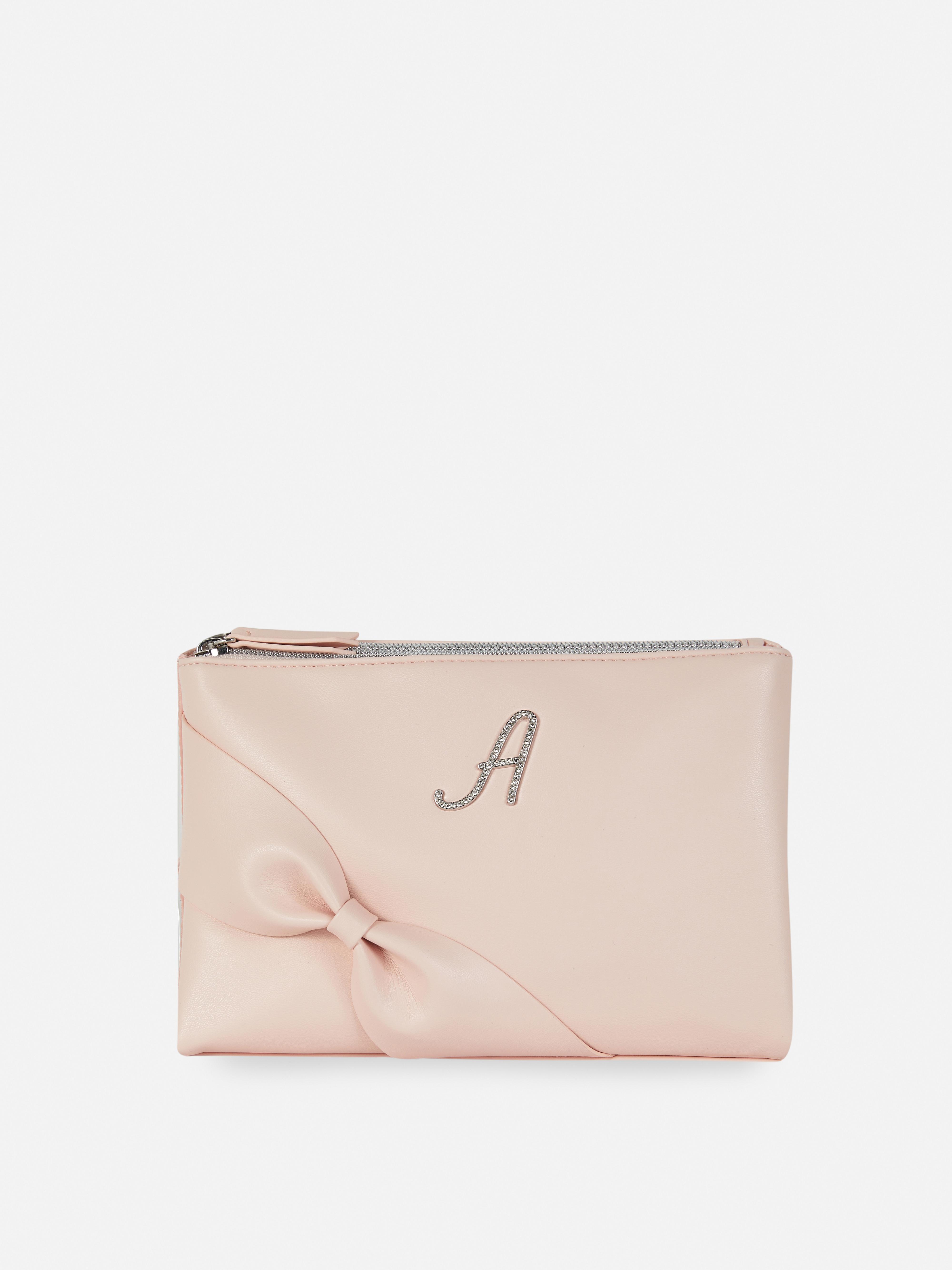 Faux Leather Initial Fold Out Makeup Bag