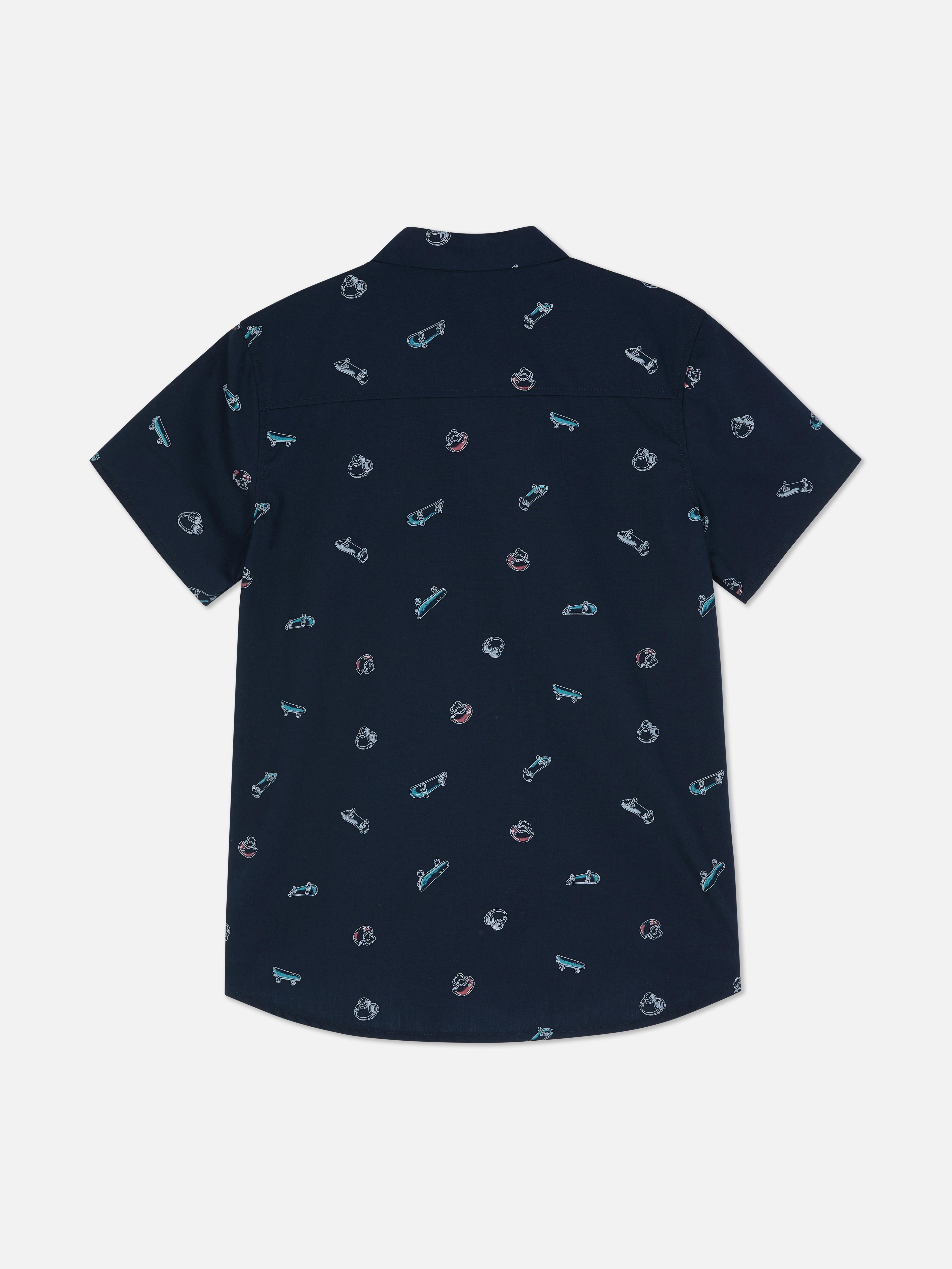 7-15 jr Overhemd met skateboardprint