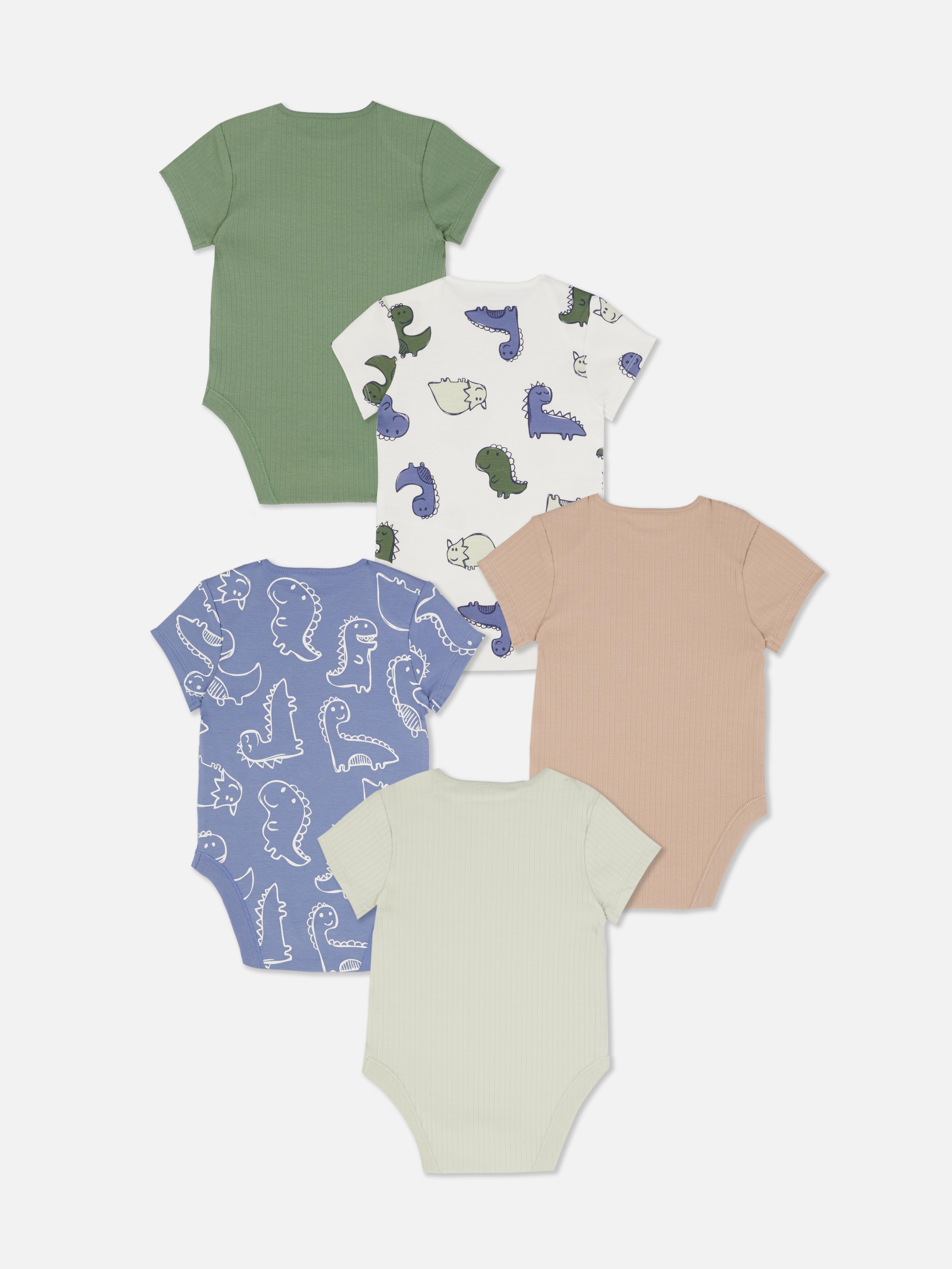 0–36 mois | 5 bodys à manches courtes et motif dinosaure