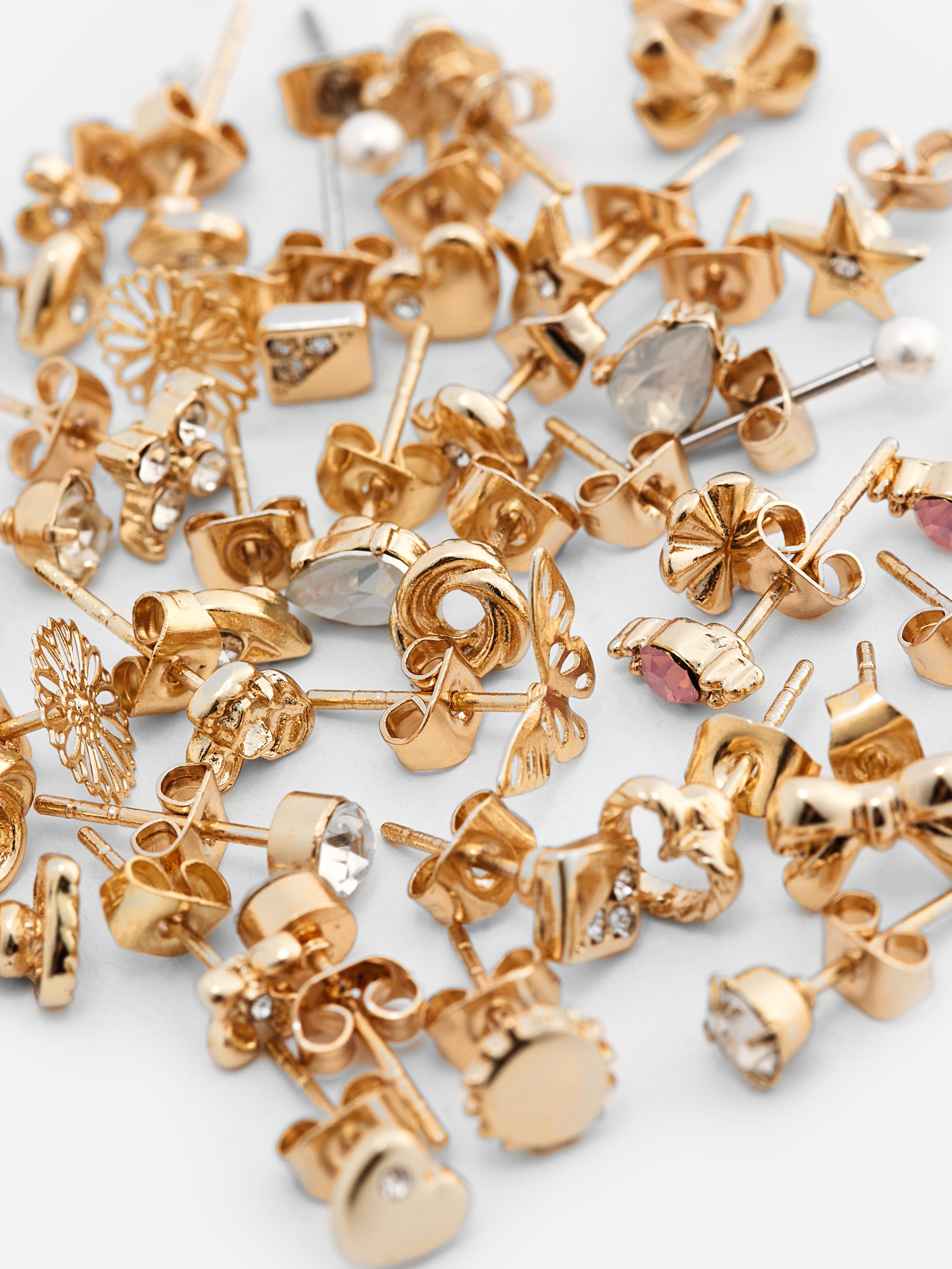 20-Pack Mixed Stud Earrings