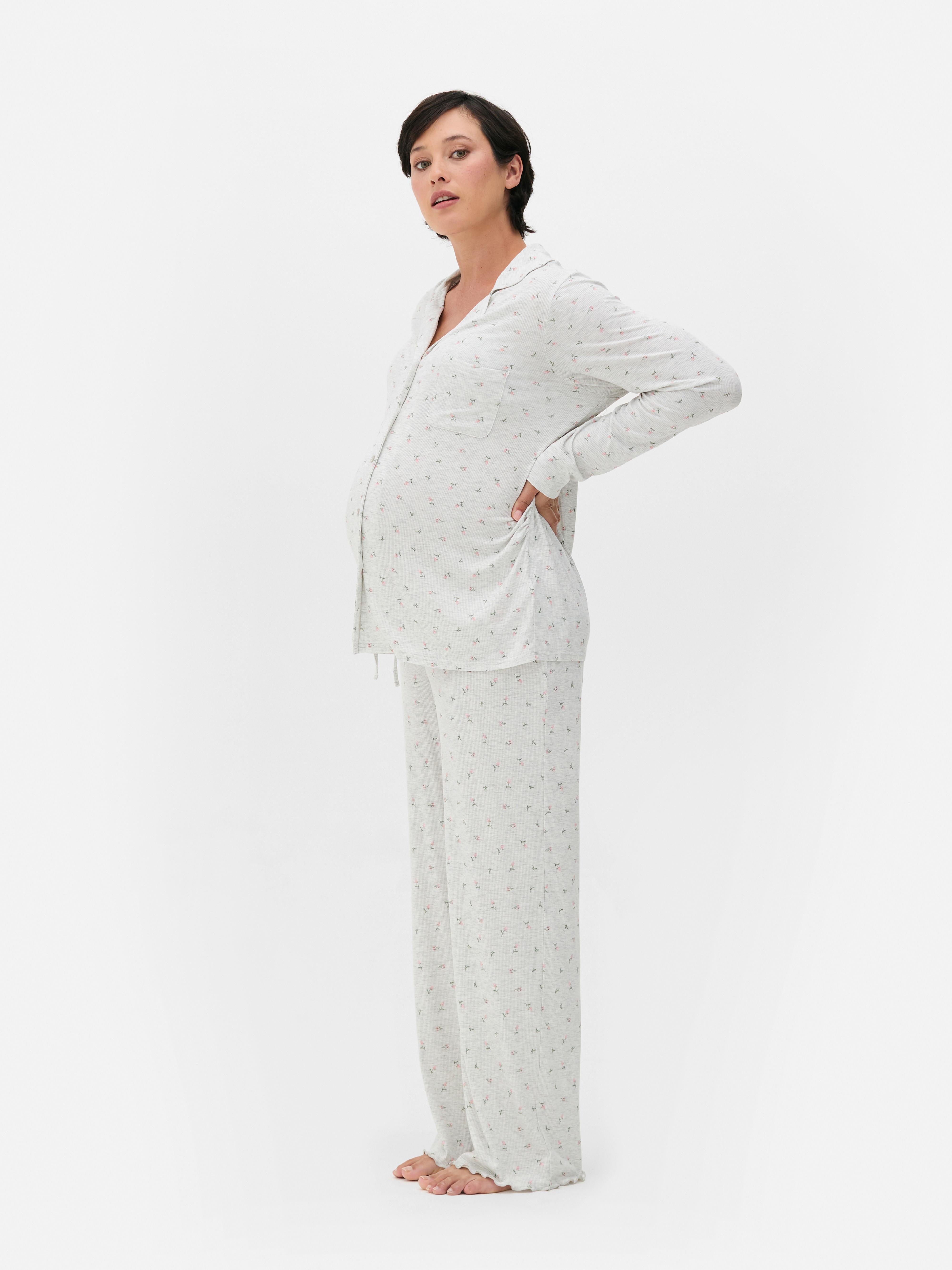 Camisa pijama maternidade canelada floral