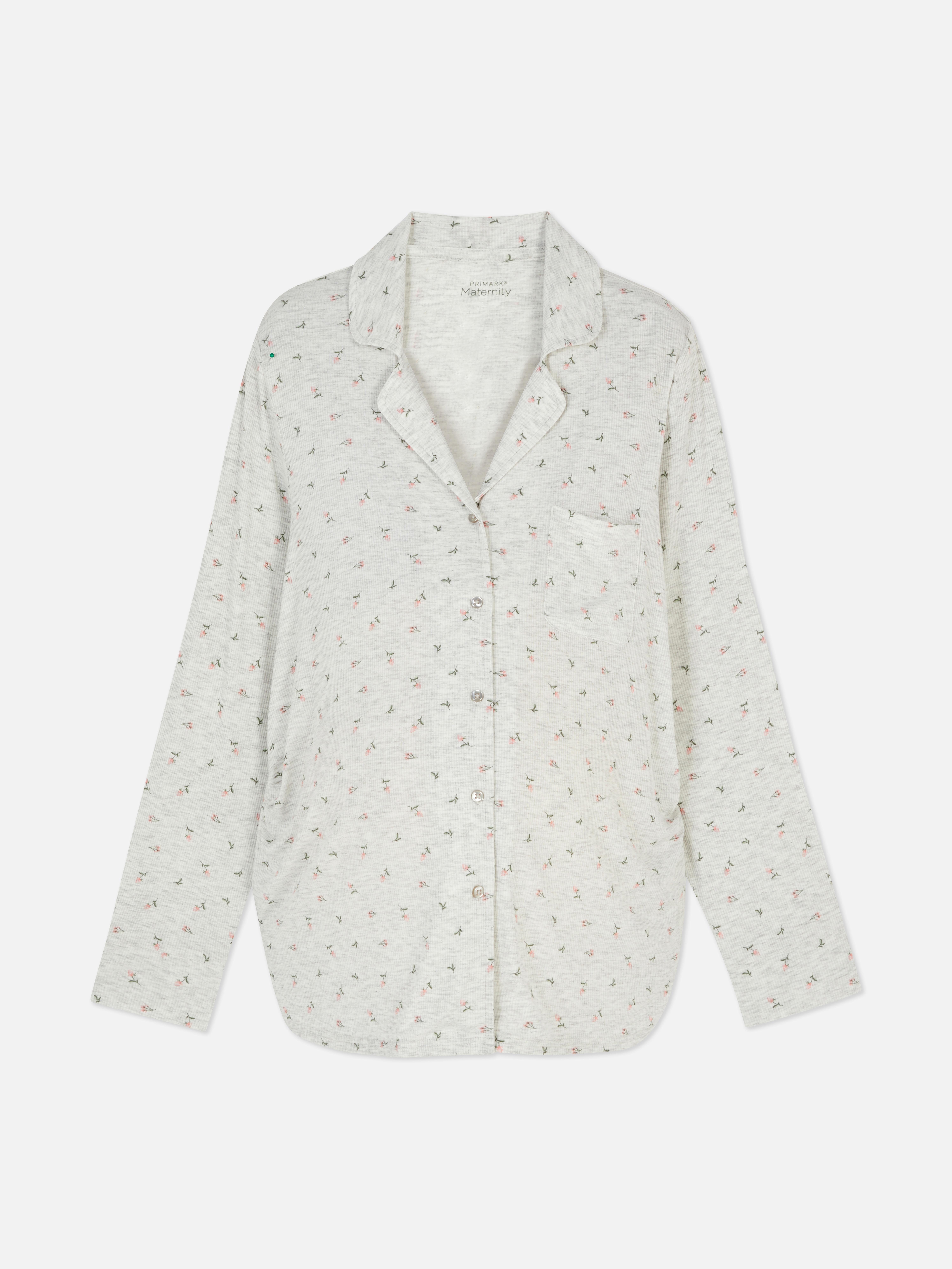 Camisa pijama maternidade canelada floral