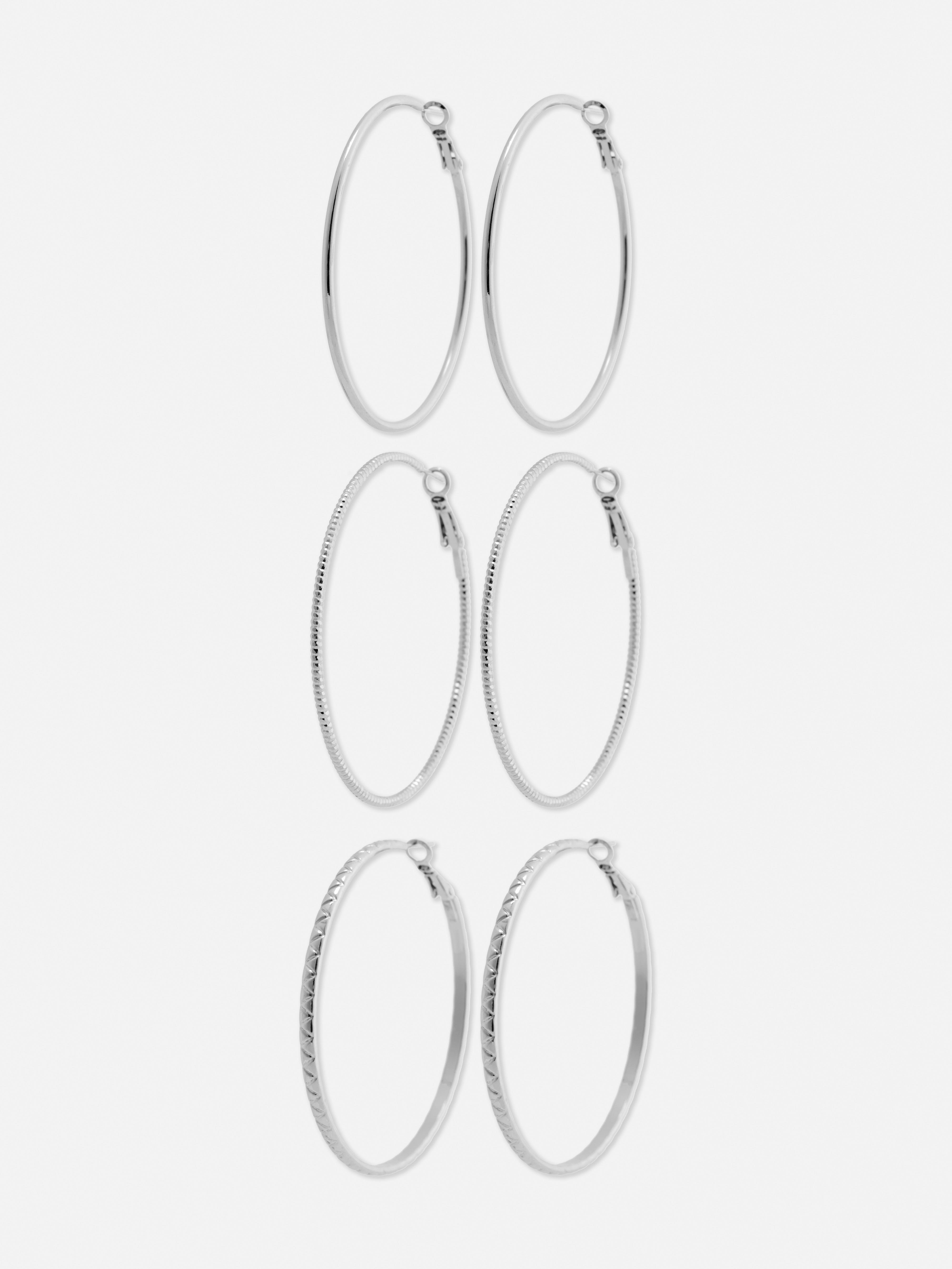 3pk Sparkle Hoop Earrings