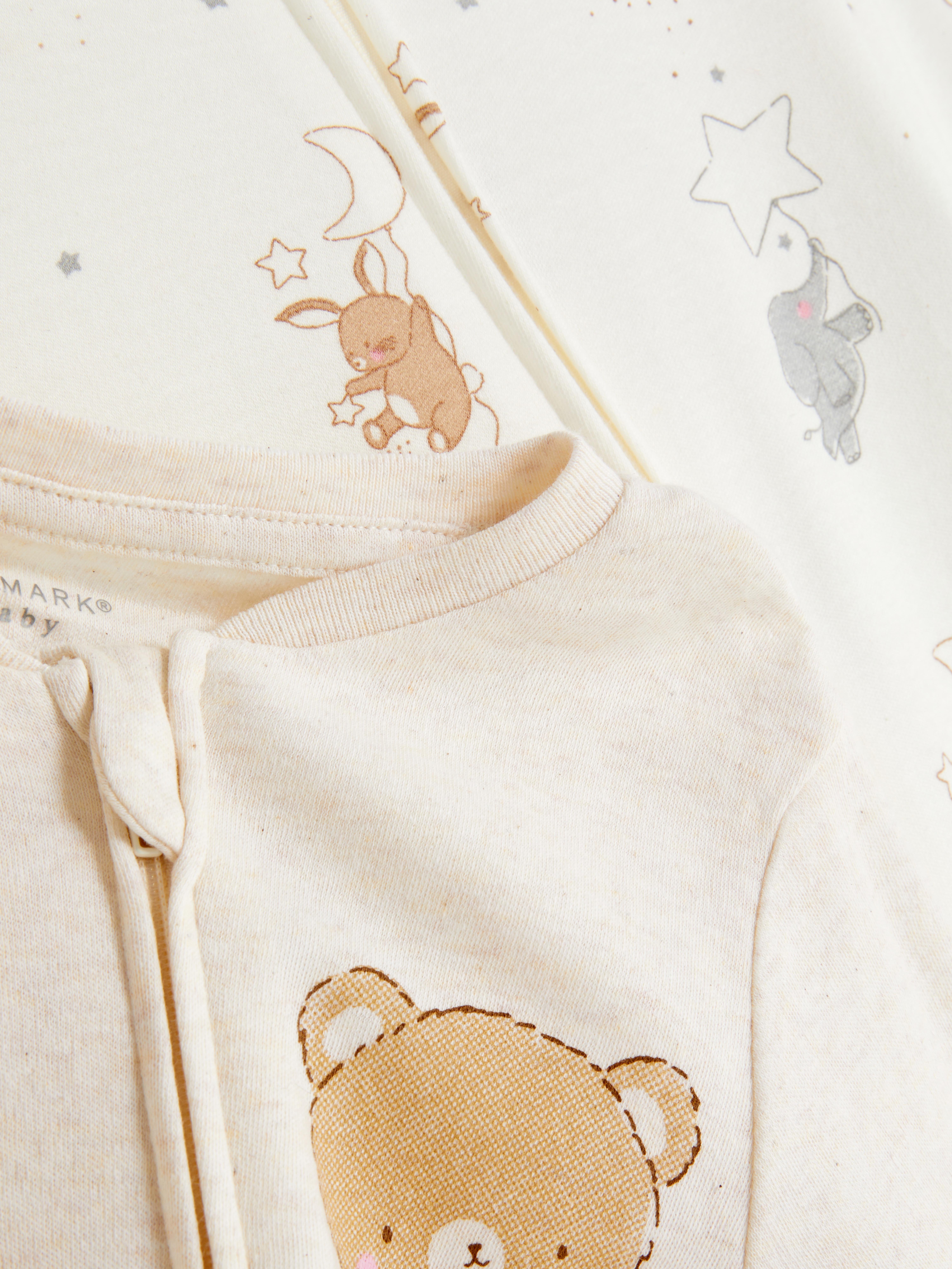 0-24mths | 2pk Zip-Up Sleepers - Oatmeal