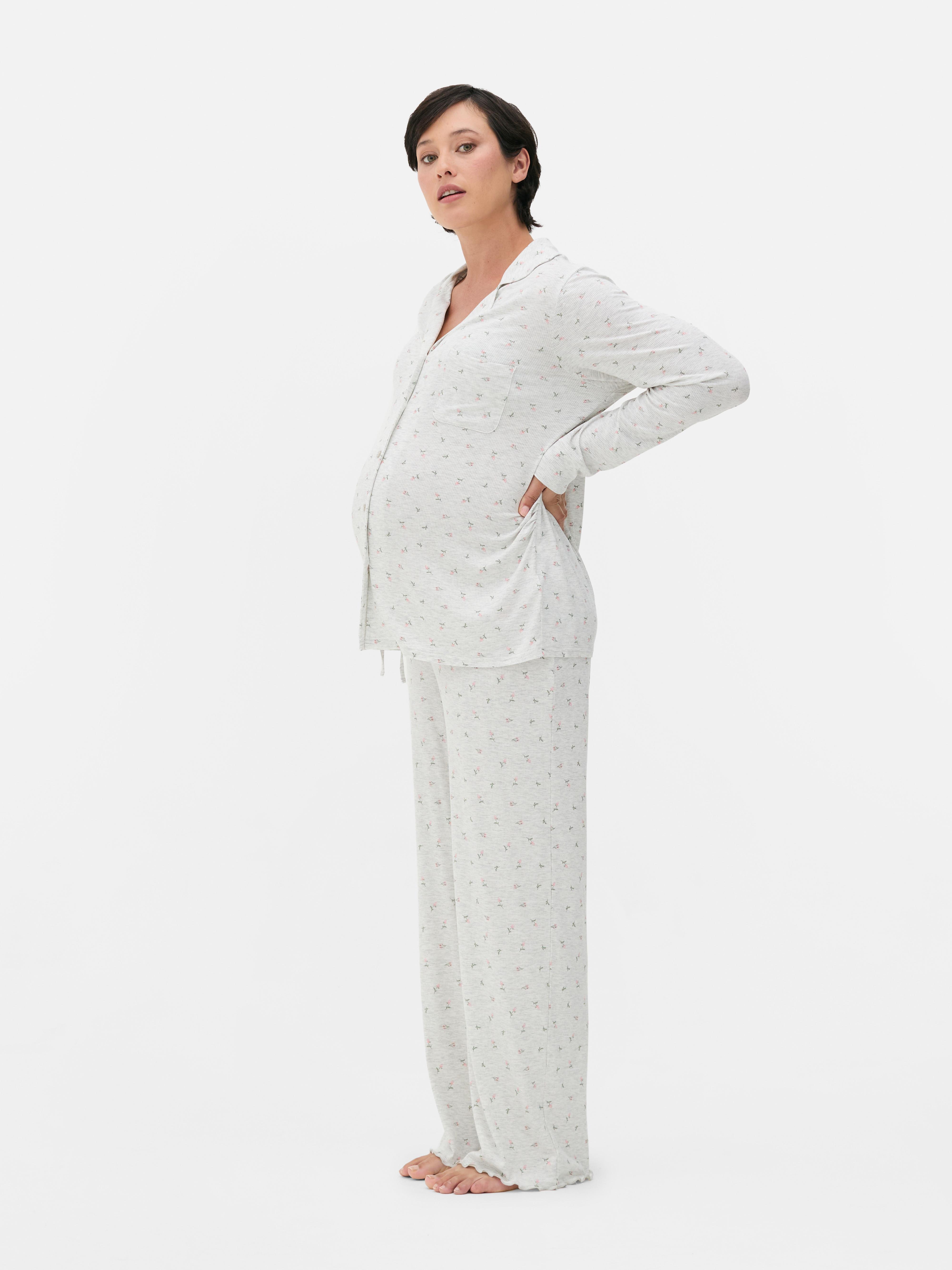 Calças pijama caneladas maternidade floral