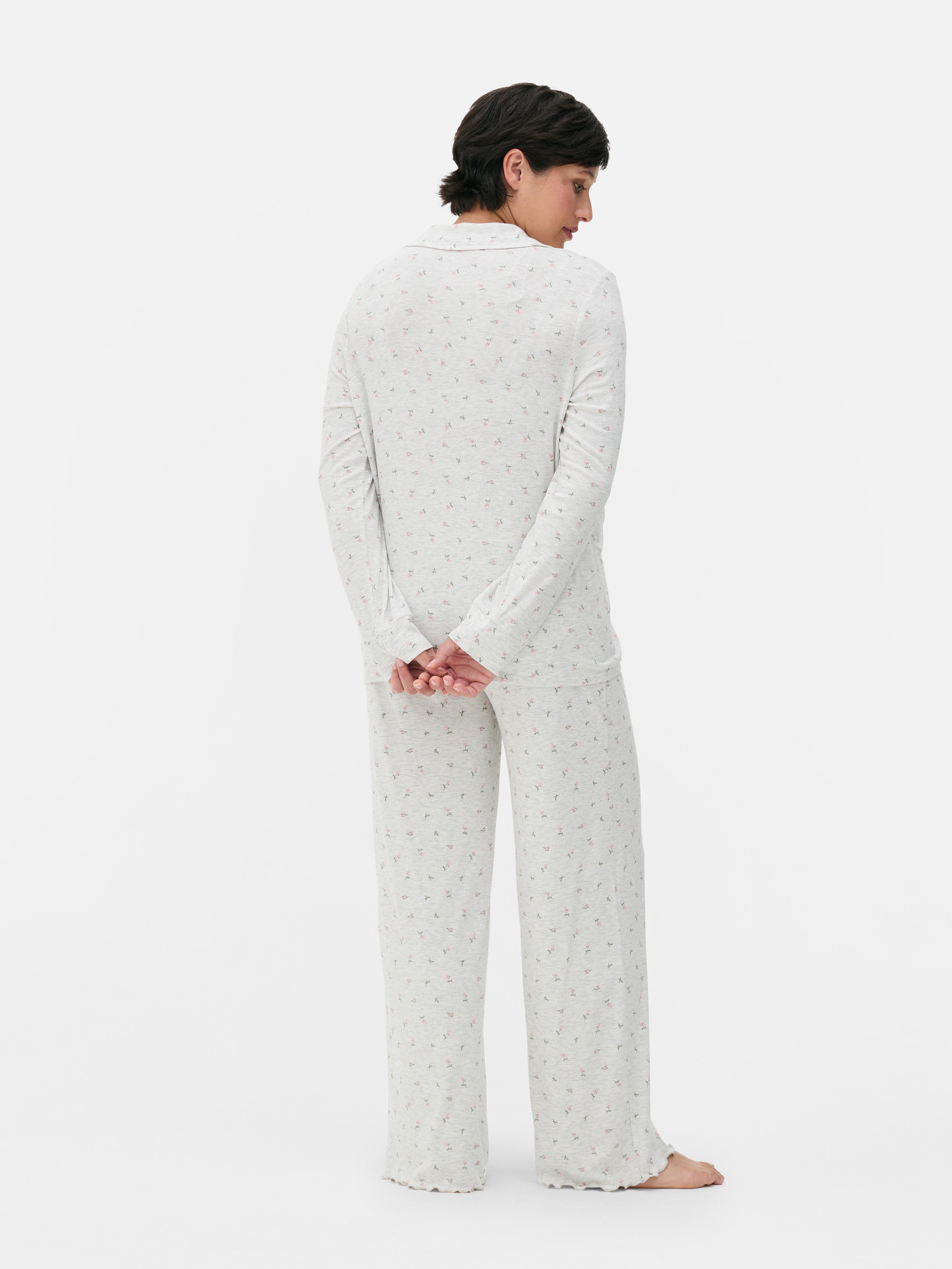 Calças pijama caneladas maternidade floral