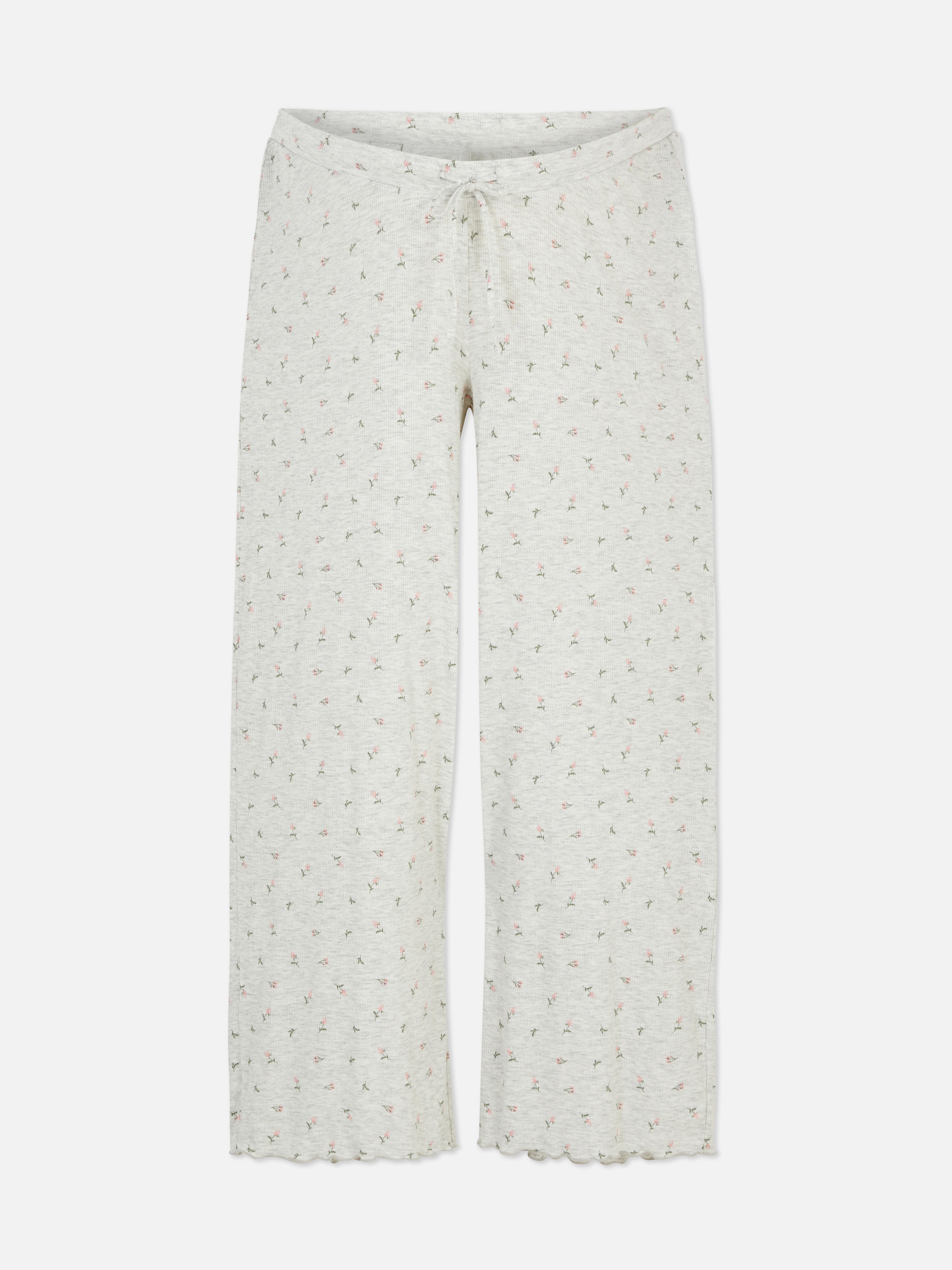 Calças pijama caneladas maternidade floral